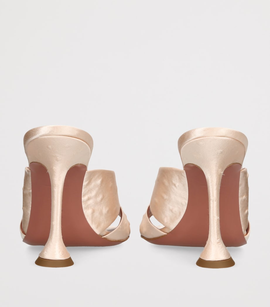 Amina Muaddi Embossed Satin Salma Heeled Mules 95 Champagne Image 4