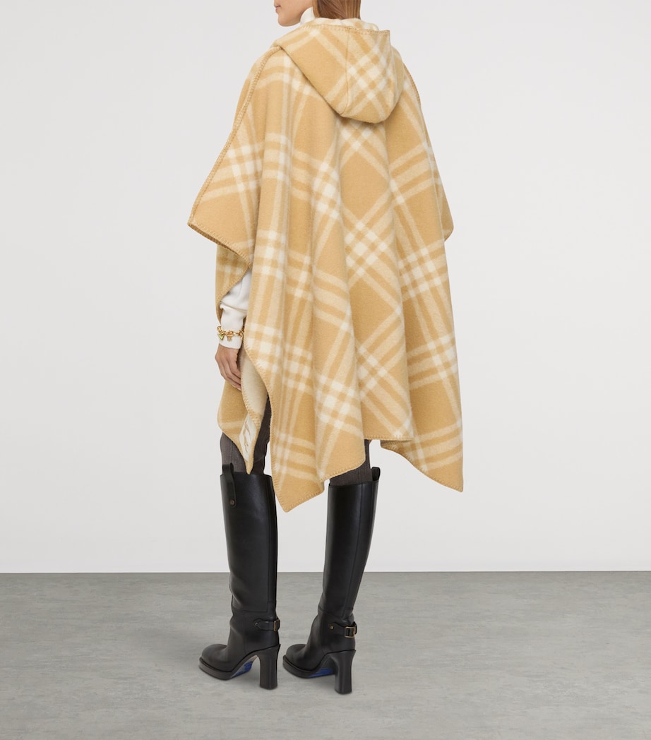 Wool Reversible Check Cape SAND Image 3