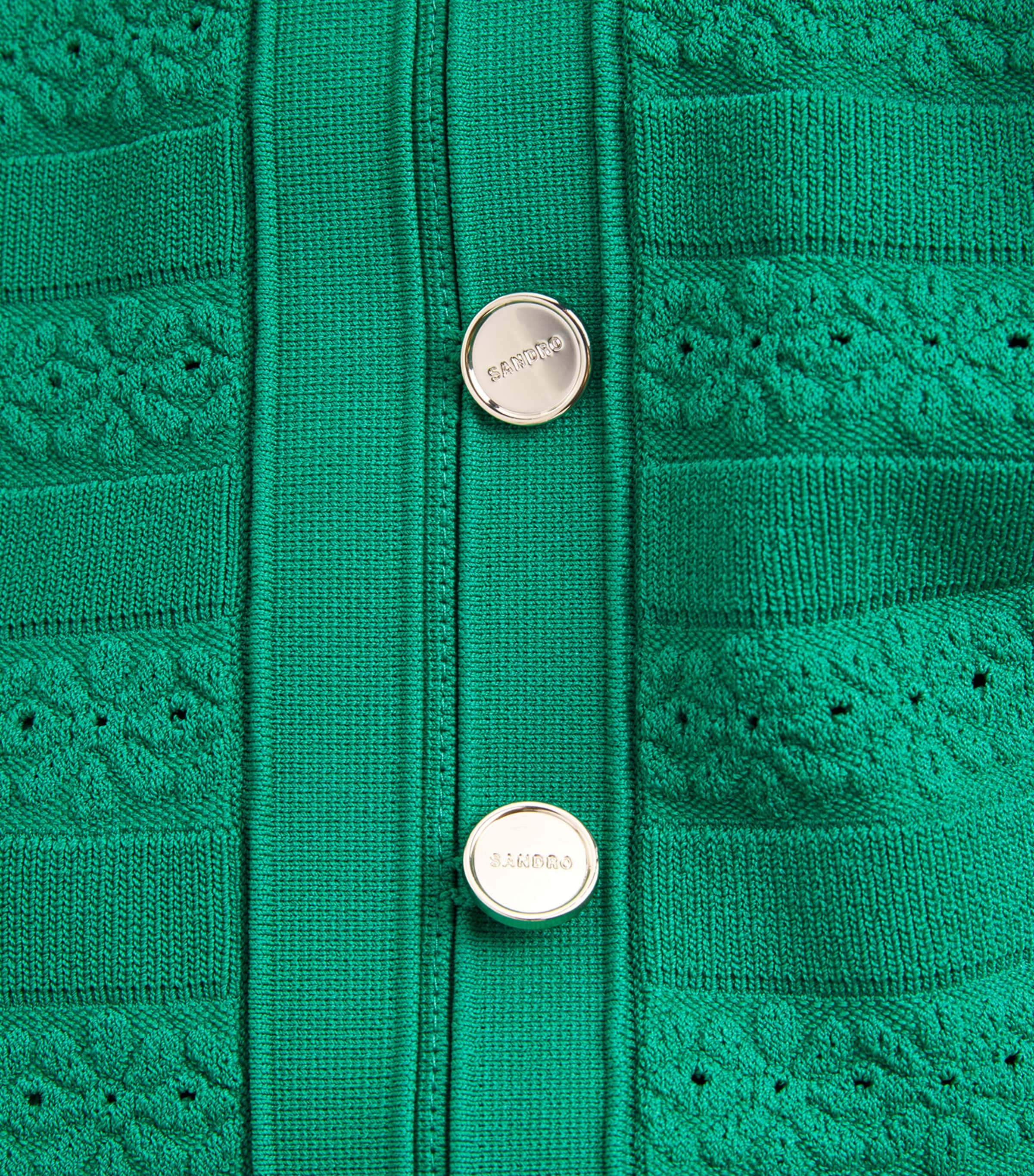 Sandro Paris Womens Knit Button-Down Midi Dress Emeuraude Green Image 6