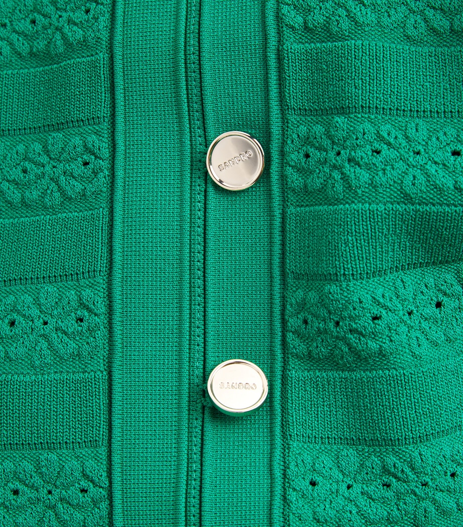 Sandro Paris Womens Knit Button-Down Midi Dress Emeuraude Green Image 6