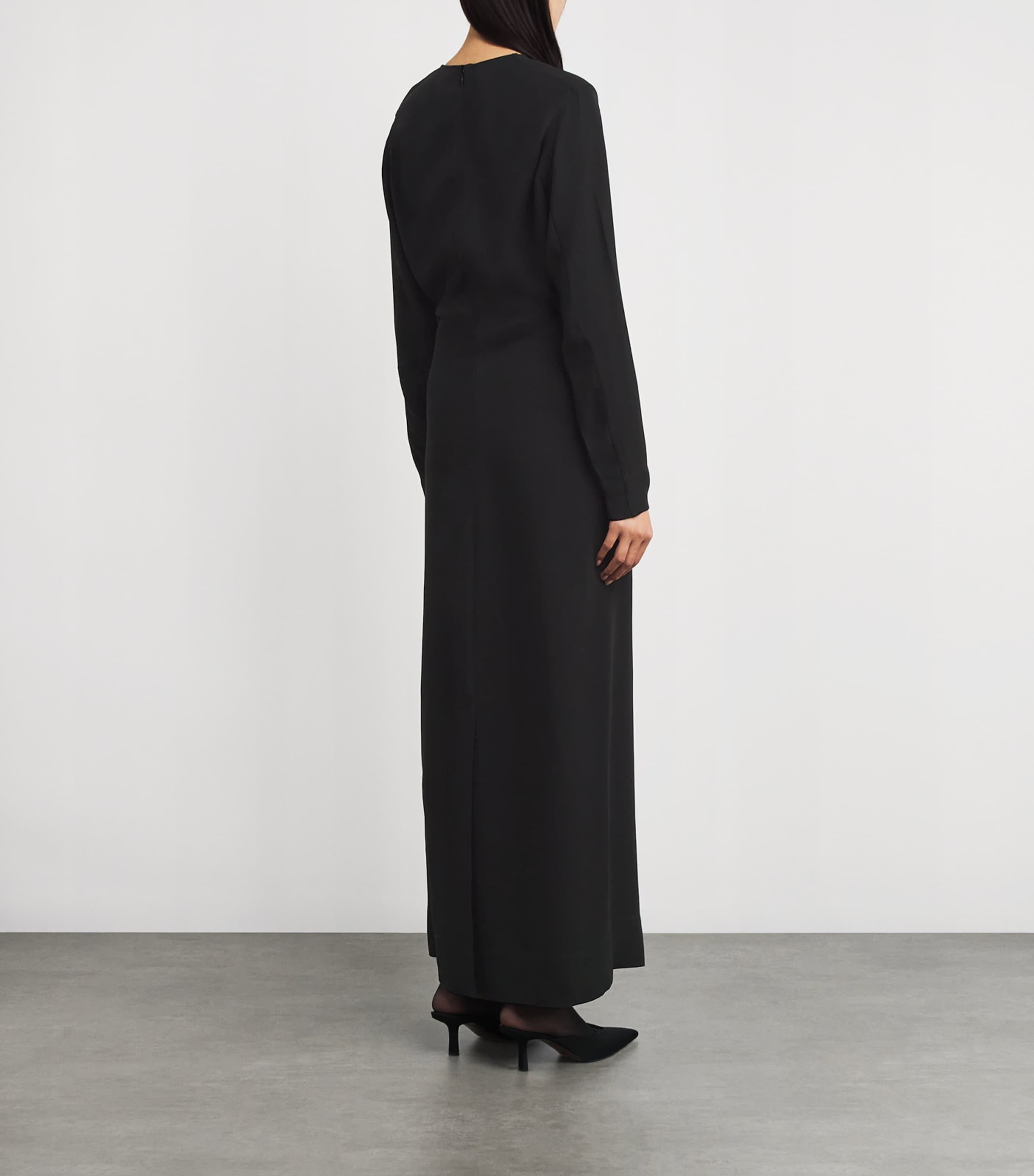 Slouch-Waist Maxi Dress 001 BLACK Image 4