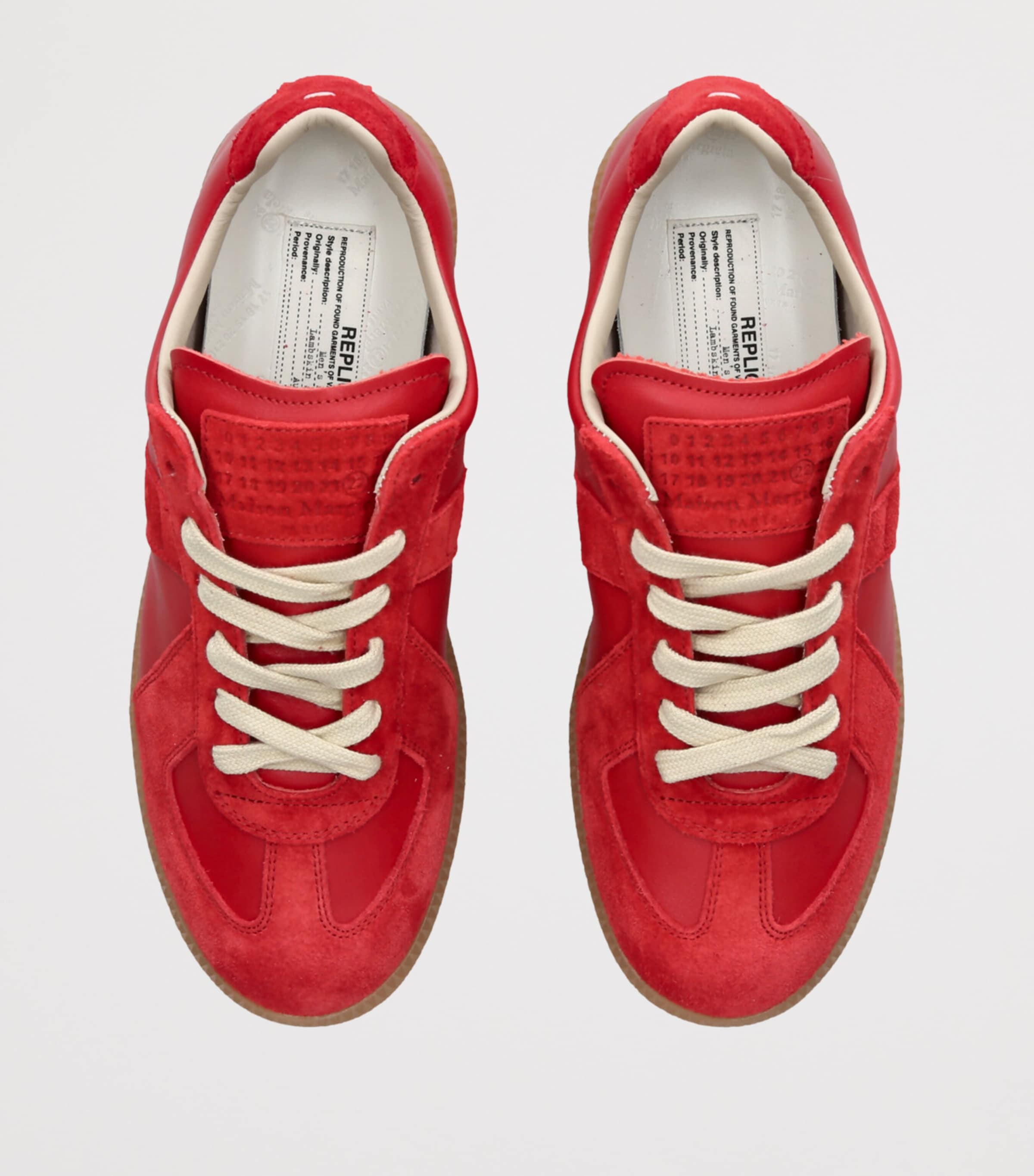 Maison Margiela Red Leather-Suede Replica Sneakers | Harrods US