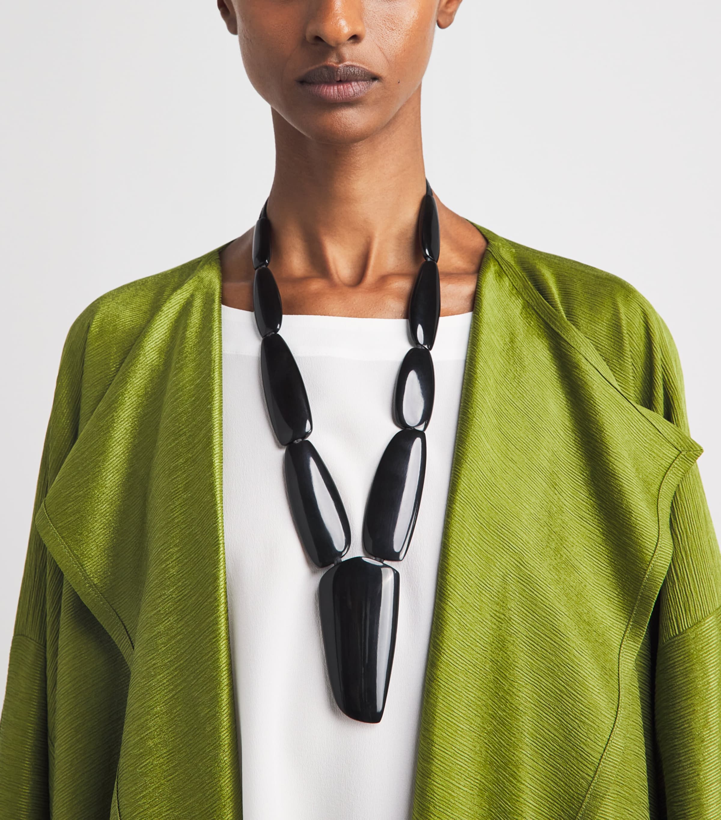 Eskandar Womens Silk Plissé Jacket Limedark Image 3