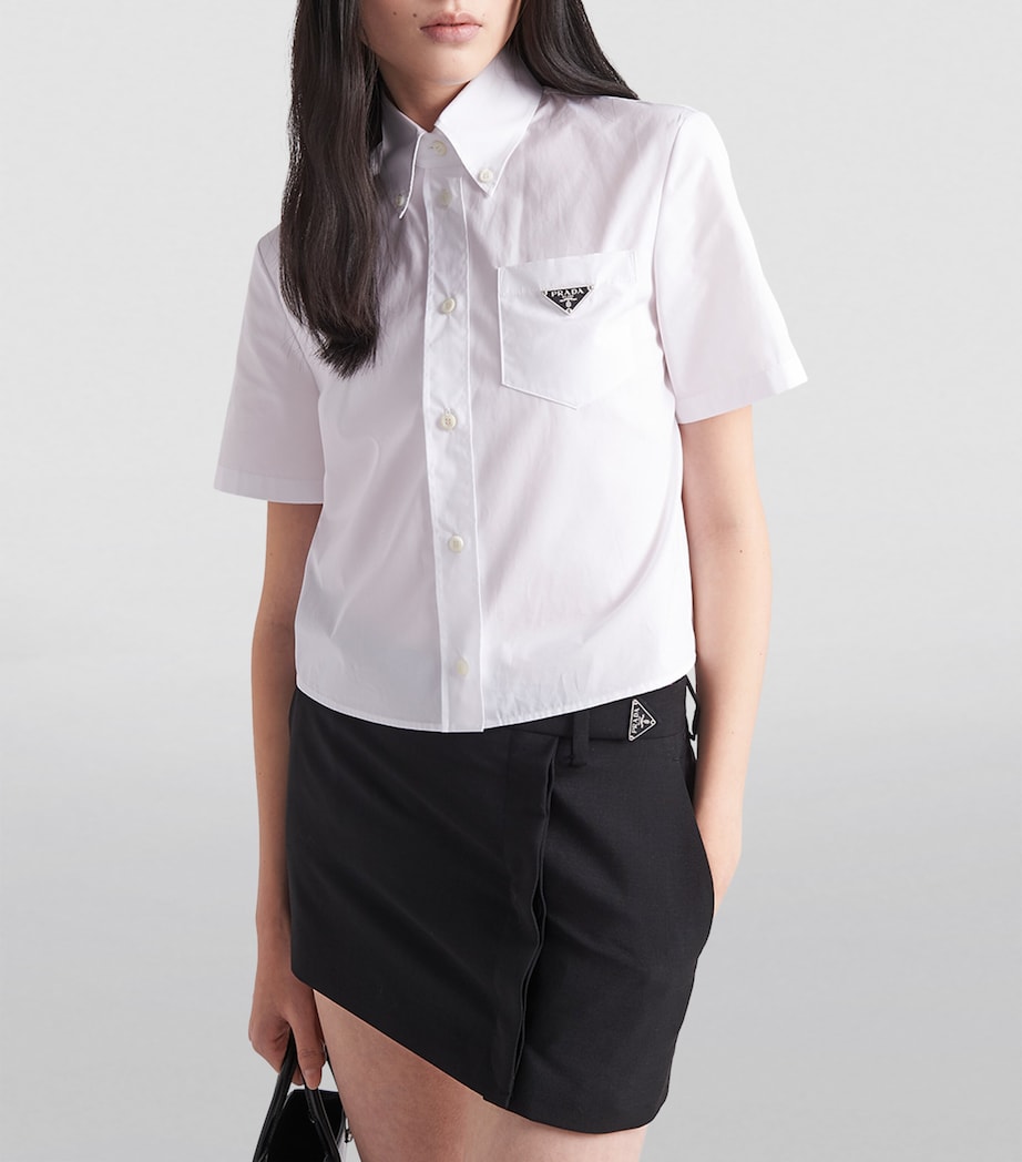 Prada Womens Cotton Poplin Logo Shirt Image 3