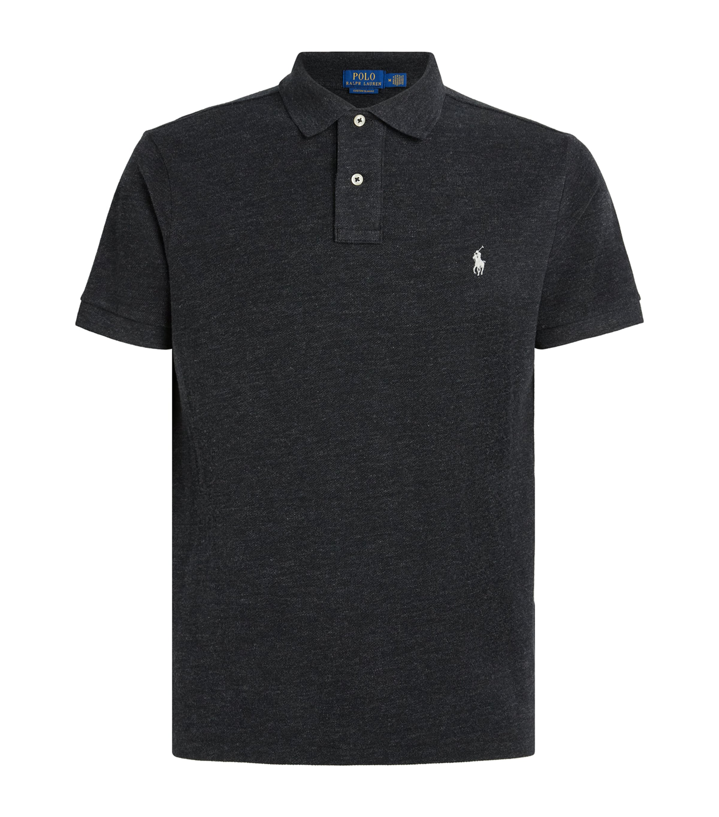 Polo Ralph Lauren Mens Cotton Mesh Polo Shirt Blk Marl Hther Image 1