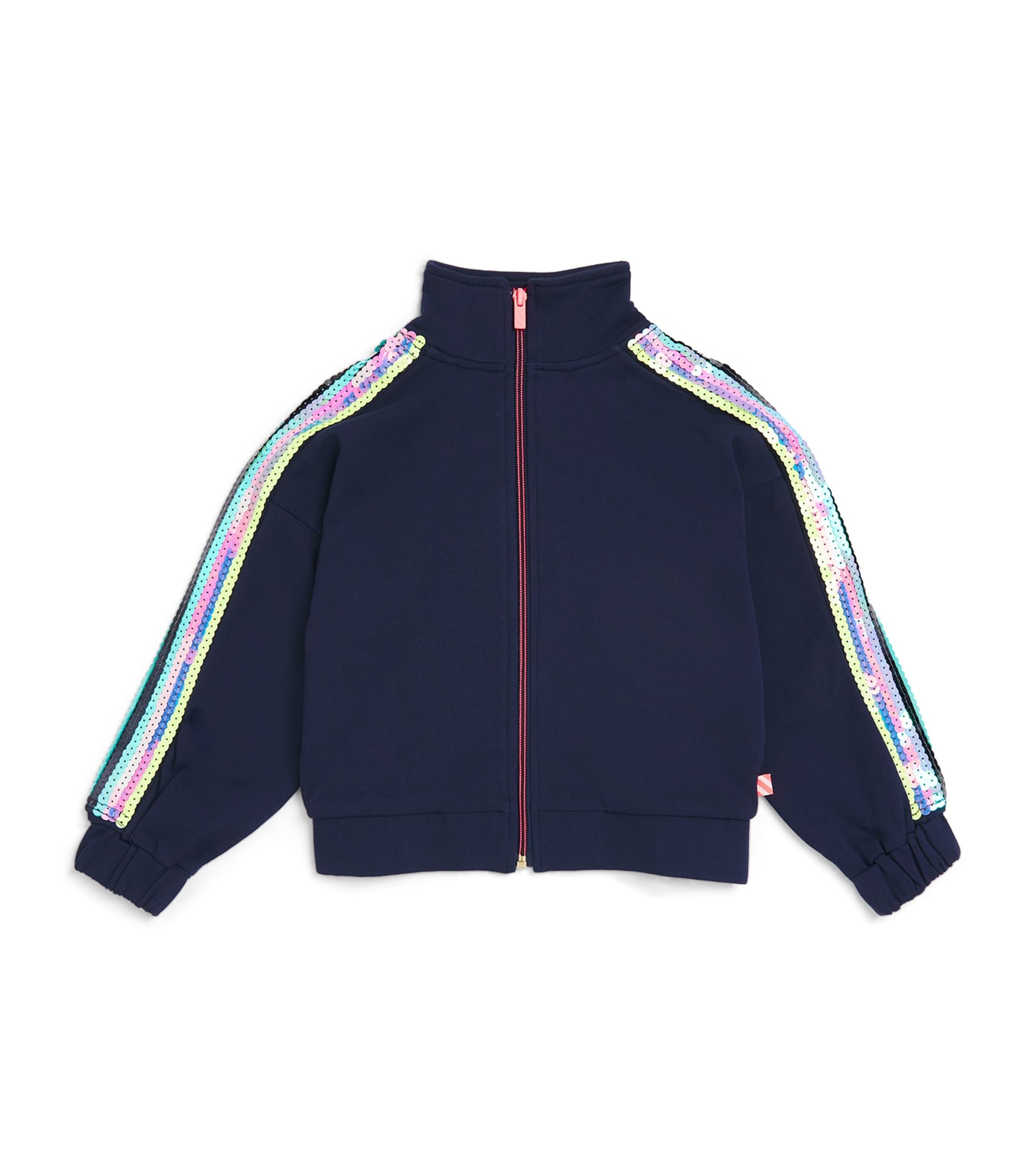 Billieblush Cotton Sequin Zip-Up Sweatshirt (2-12 Years) Navy Image 1