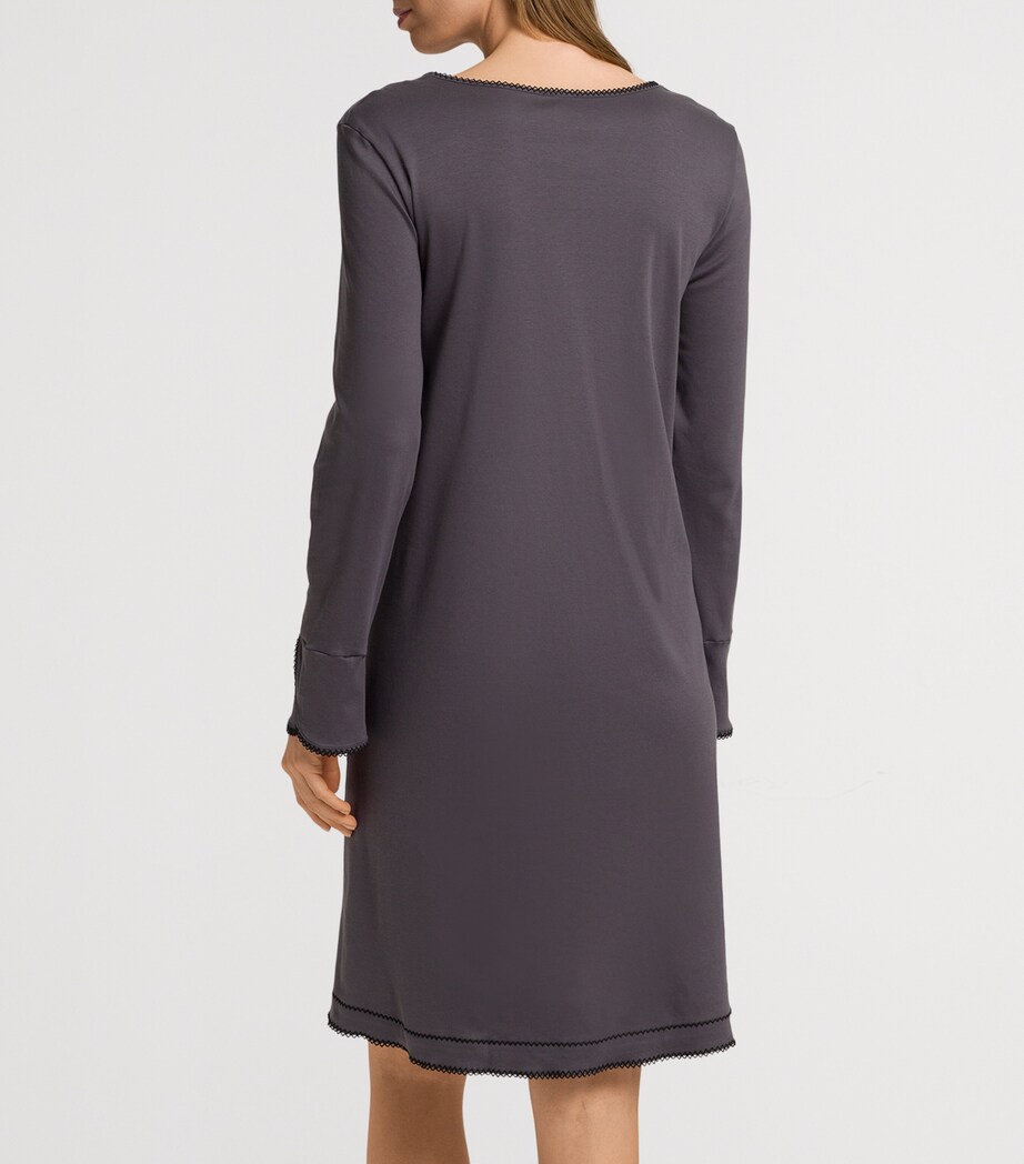 Cotton Long-Sleeve Una Nightdress BLACK PEARL Image 4