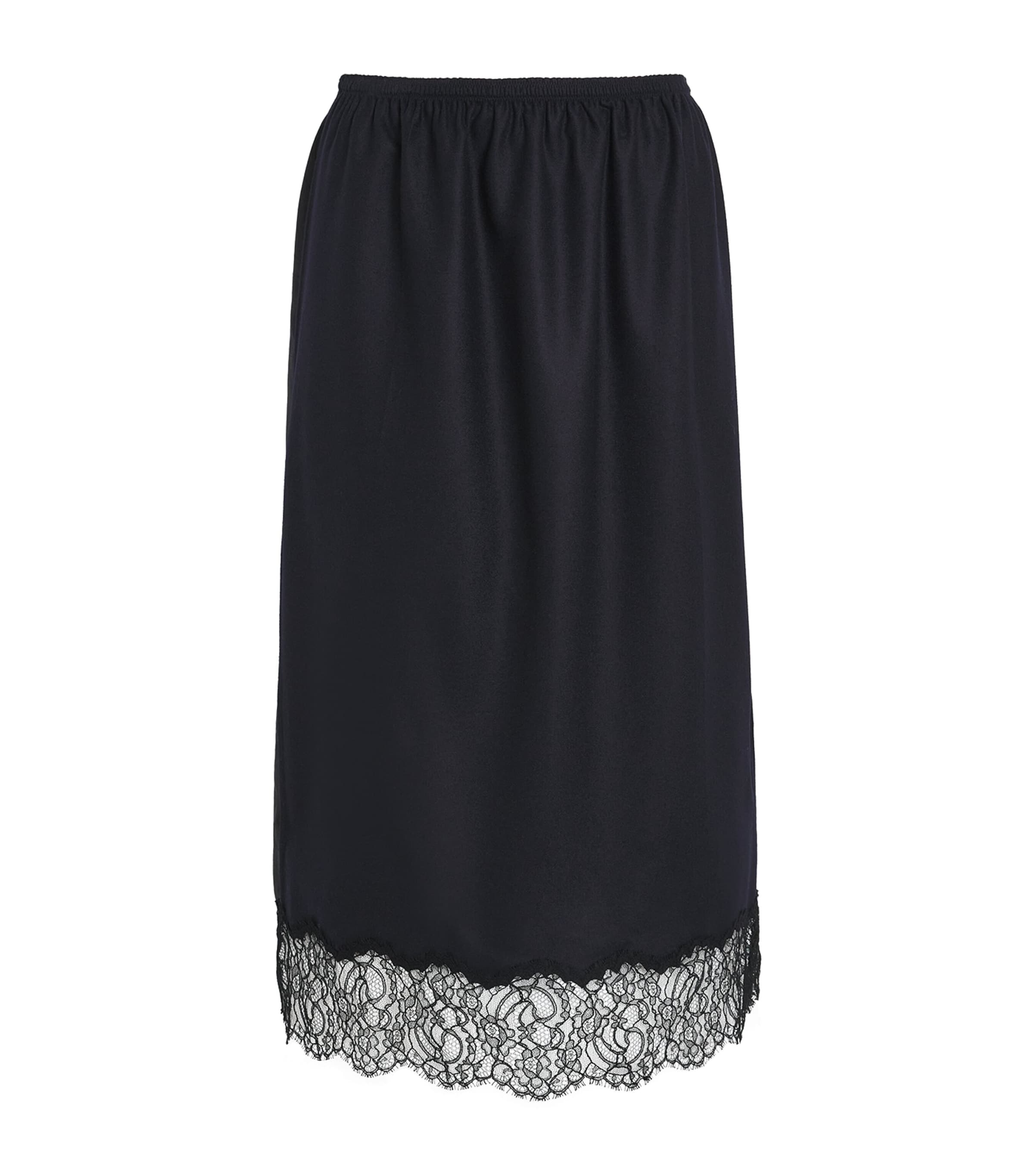 Carven Lace-trim Midi Skirt In Black