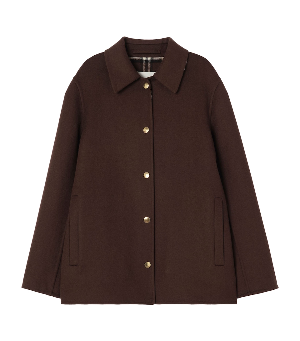 Burberry Wool Shirt Jacket Treacle Brown/brn Ck
