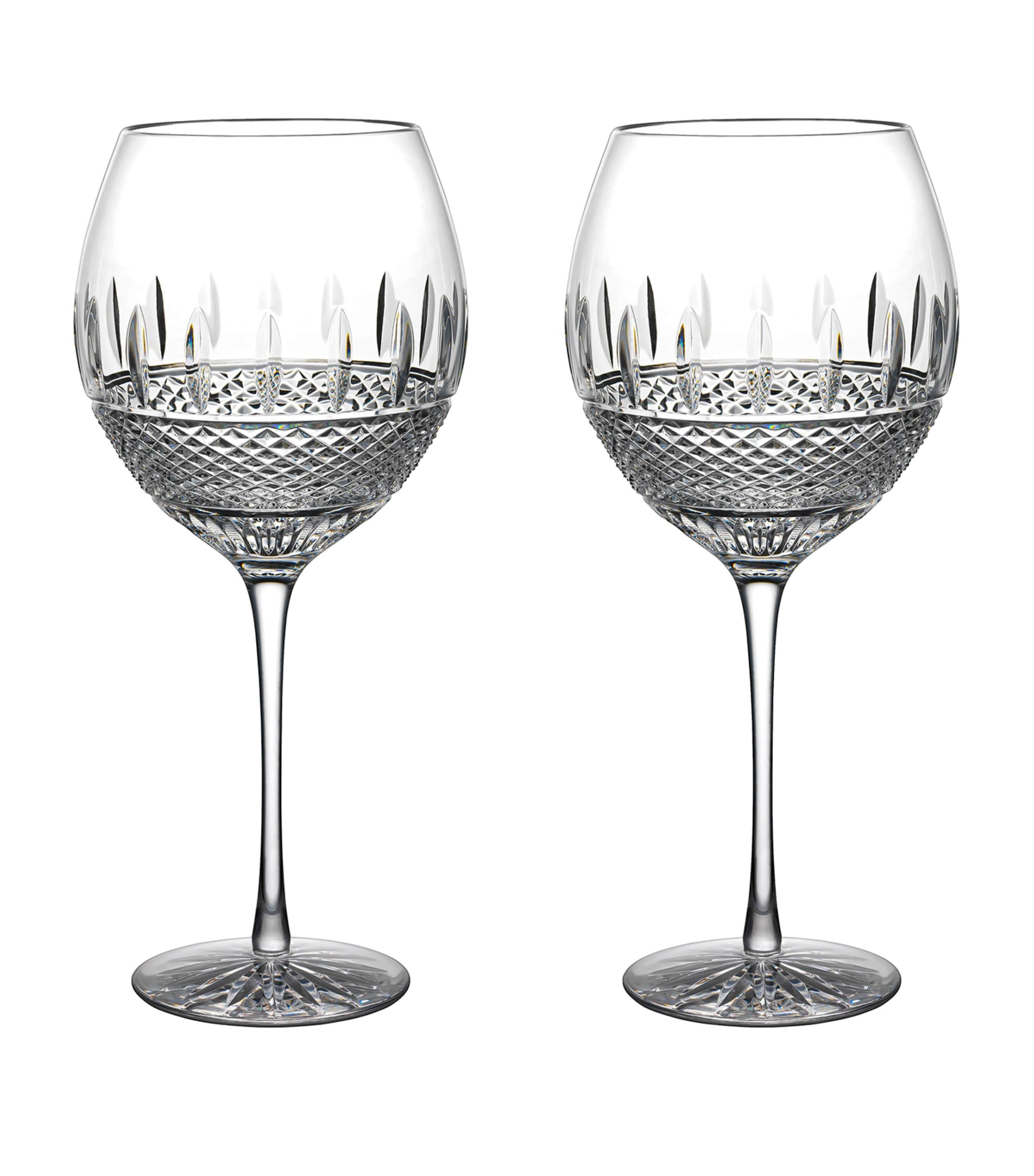 WATERFORD SET OF 2 IRISH LACE RED WINE GLASSES 