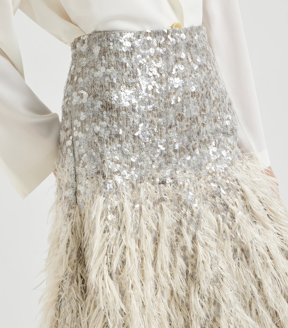 Brunello Cucinelli Womens Dazzling Fil Coupé Midi Skirt Image 6