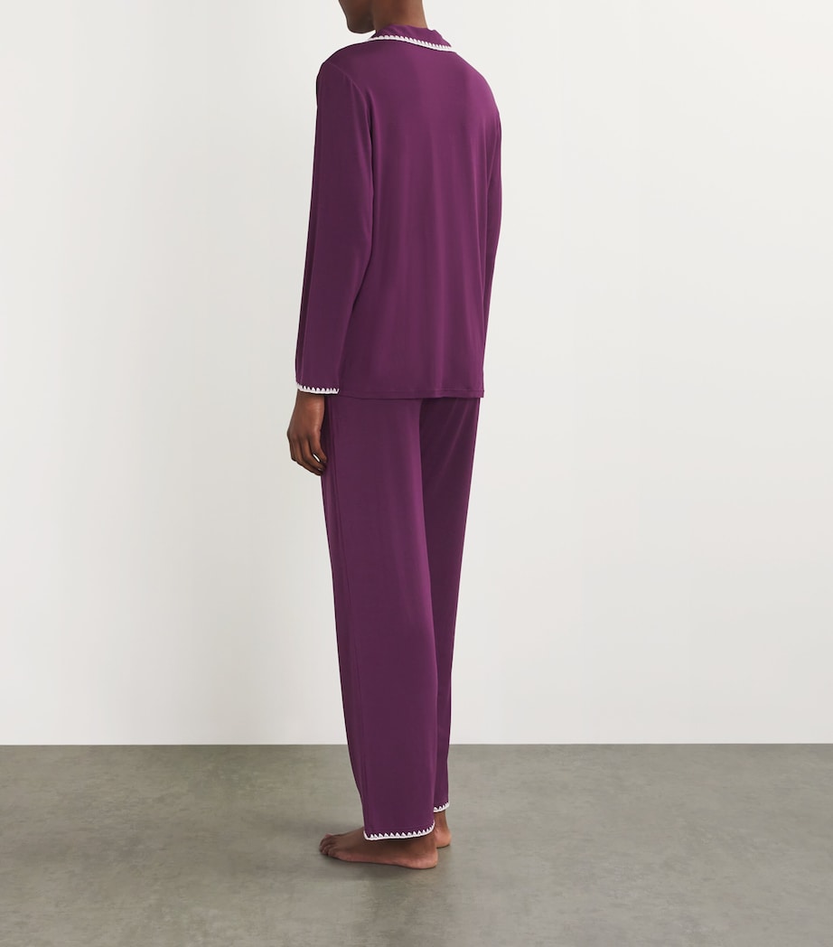 Eberjey Womens Frida Long Pyjama Set Plum/ivory Pl/iv Image 3