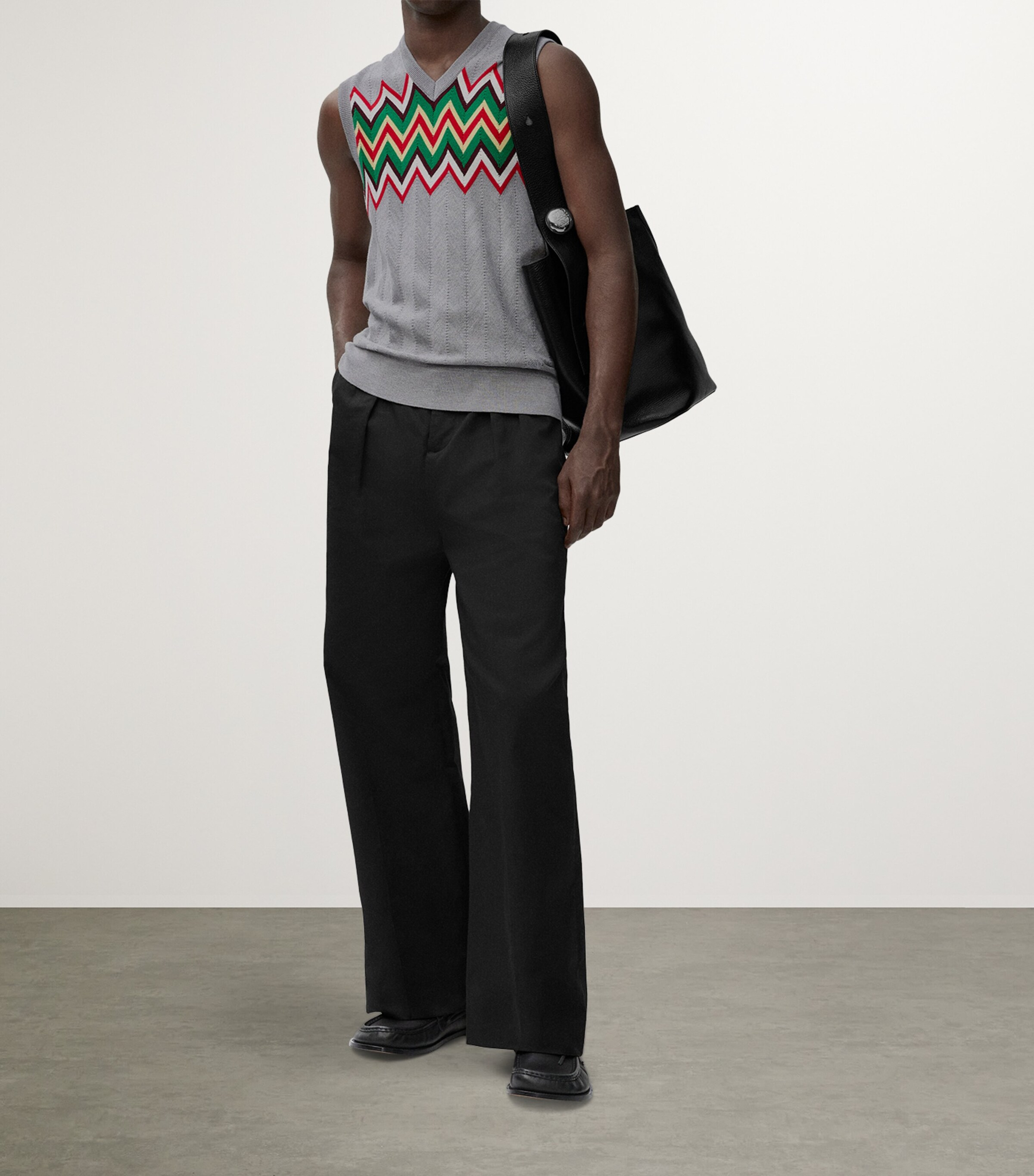 Wool-Blend Zigzag Sweater Vest GREY/MULTICOLOR Image 2