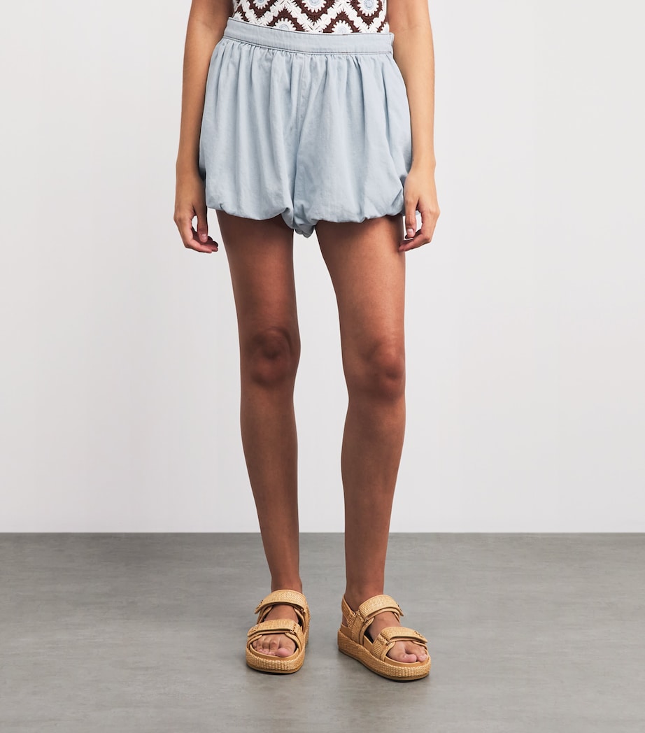 Maje Womens Chambray Bubble-Hem Skort Blue Sky Image 4