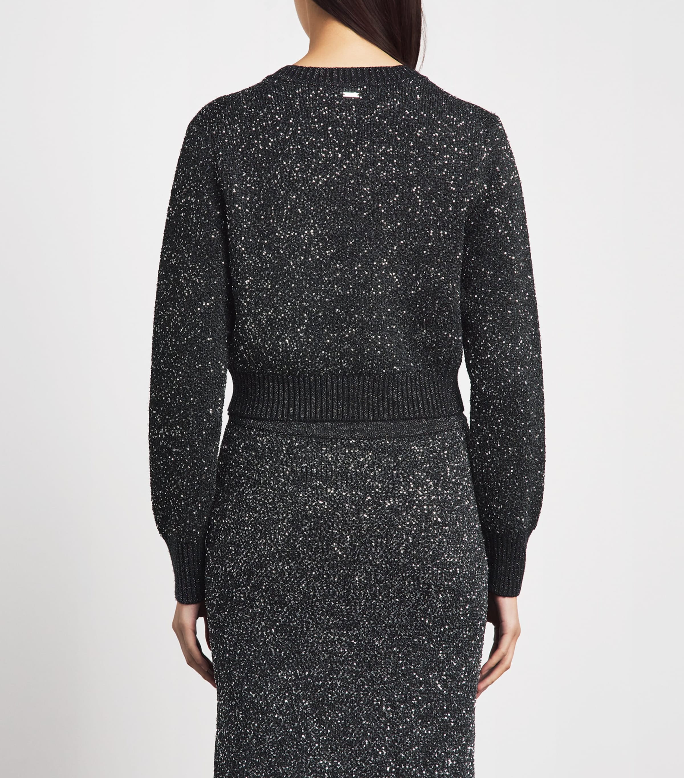 Toccin Womens Knitted Sequin Mollie Cardigan Onyx Image 5