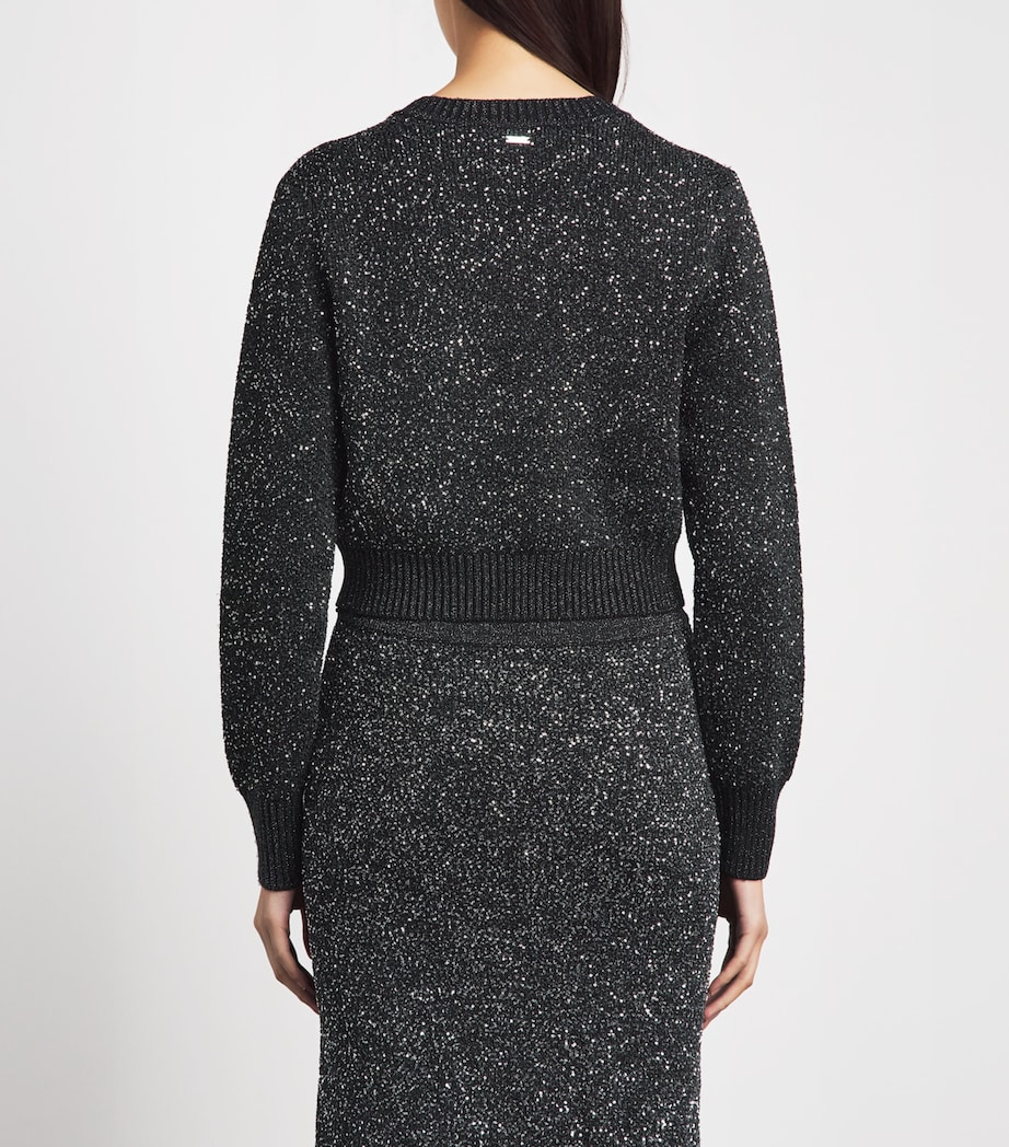 Toccin Womens Knitted Sequin Mollie Cardigan Onyx Image 5