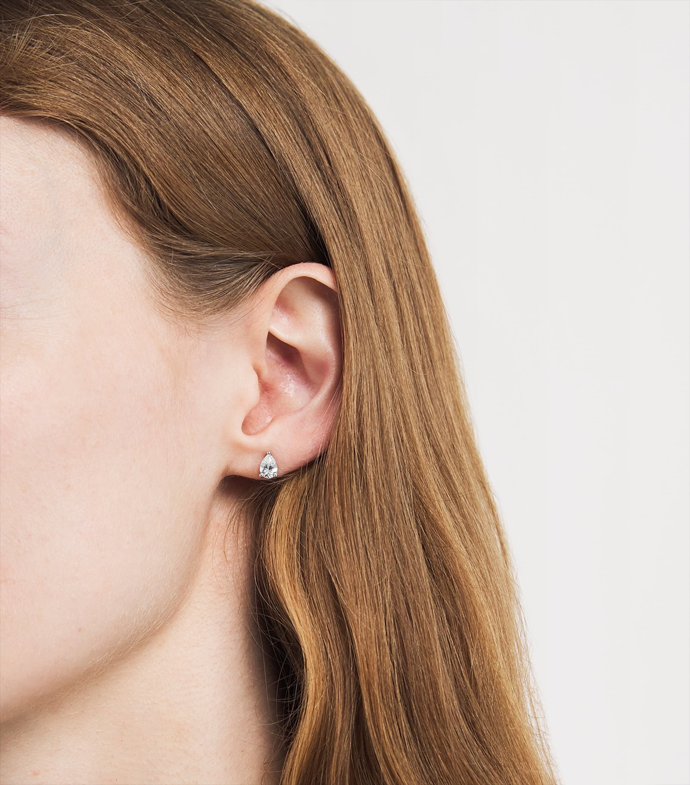 White Gold and Diamond Pear Stud Earrings (1.00ctw) WHITE GOLD Image 2