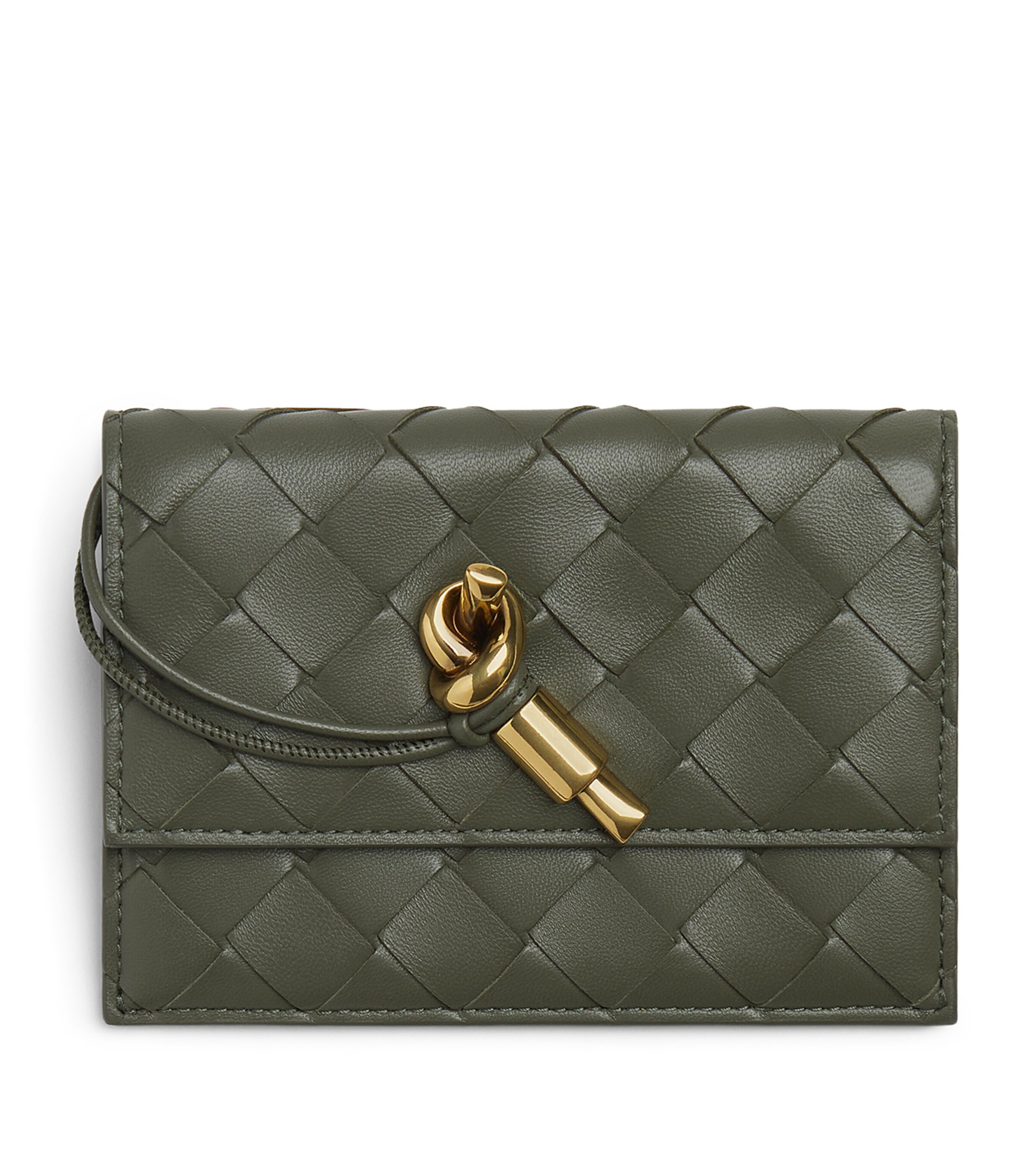 超美品　BOTTEGA VENETA Card Case On Chain Bottega Veneta Green Leather Andiamo Zipped Card Holder | Harrods UK