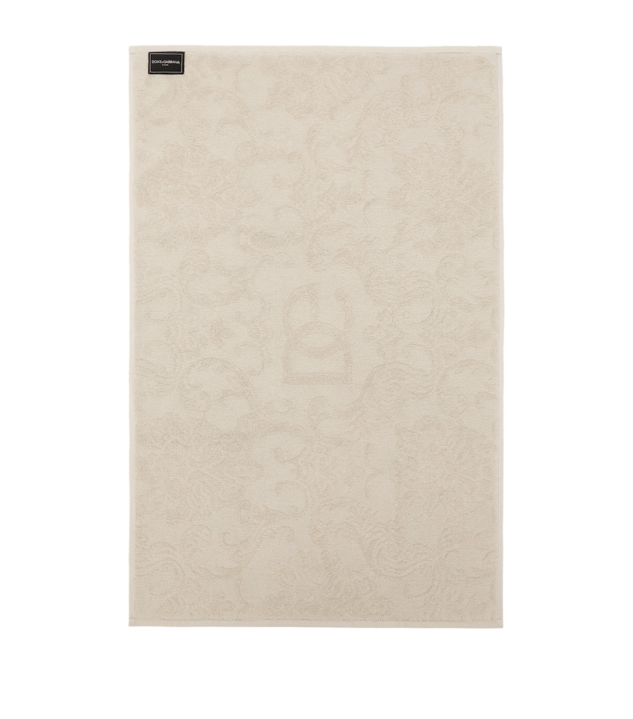 Dolce&Gabbana Casa Cotton Jacquard Bath Mat (87cm x 54cm) Beige Image 2