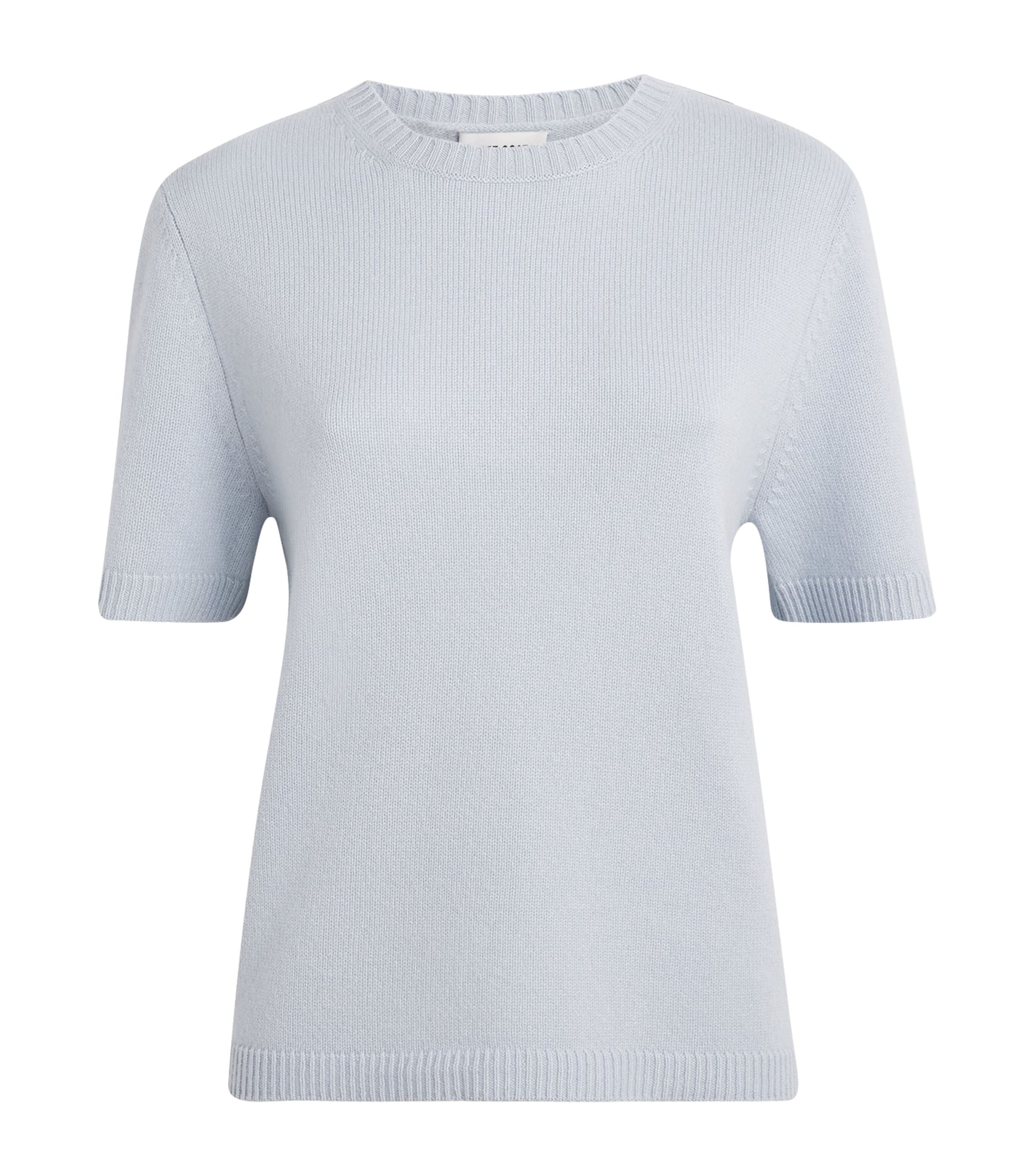 Soft Goat Womens Cashmere Oversized Short-Sleeve Sweater Ice Blue Image 1