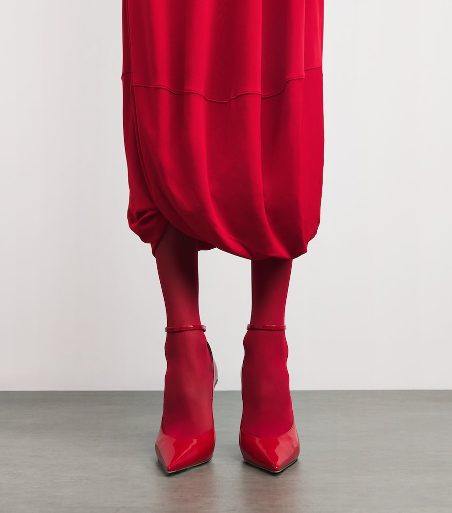 Pocket-Detail Cowl-Neck Midi Dress RE302 LIPSTICK RED Image 6