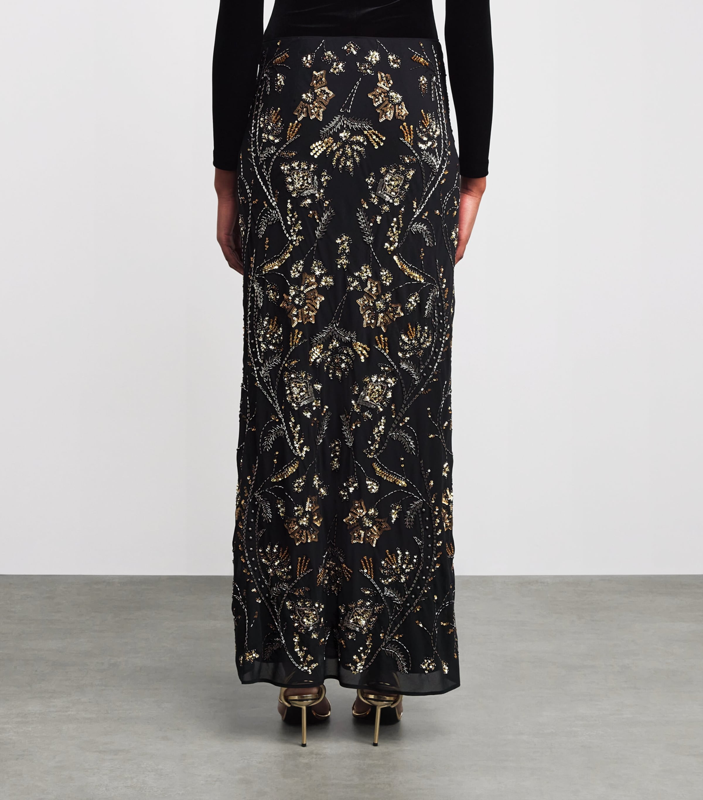 Veronica Beard Womens Embellished Medina Maxi Skirt Black Image 4
