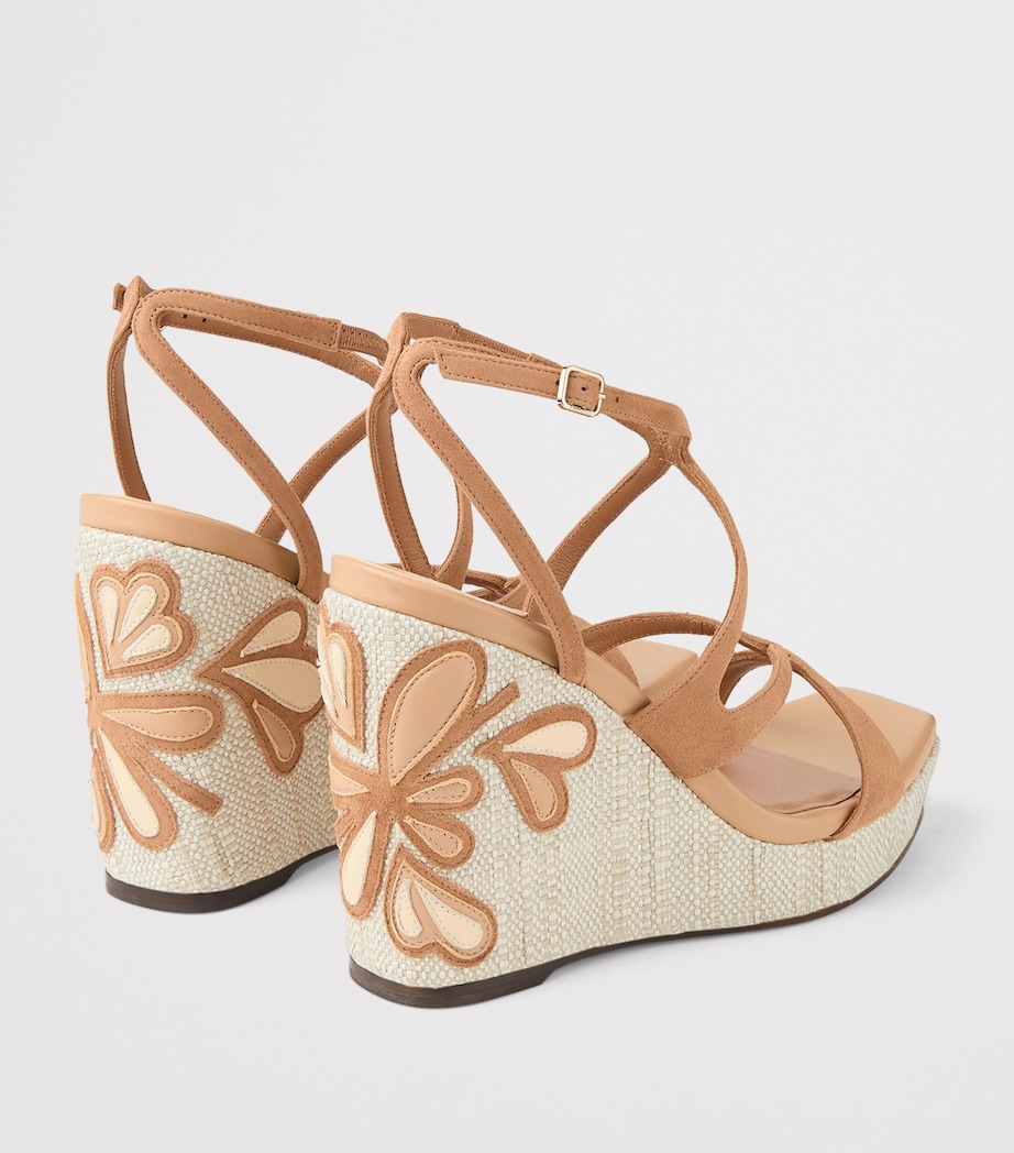 Jimmy Choo Ayla 110 Suede Wedge Sandals Toffee/natural Mix Image 3