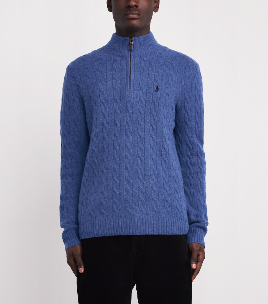 Wool-Cashmere Quarter-Zip Sweater NAVY Image 3