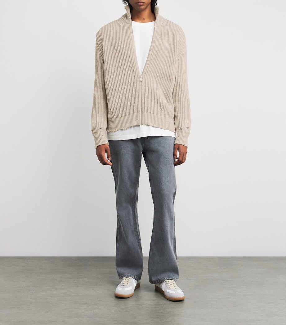 Wool-Blend Zip-Up Cardigan 806M - BEIGE MELANGE Image 2