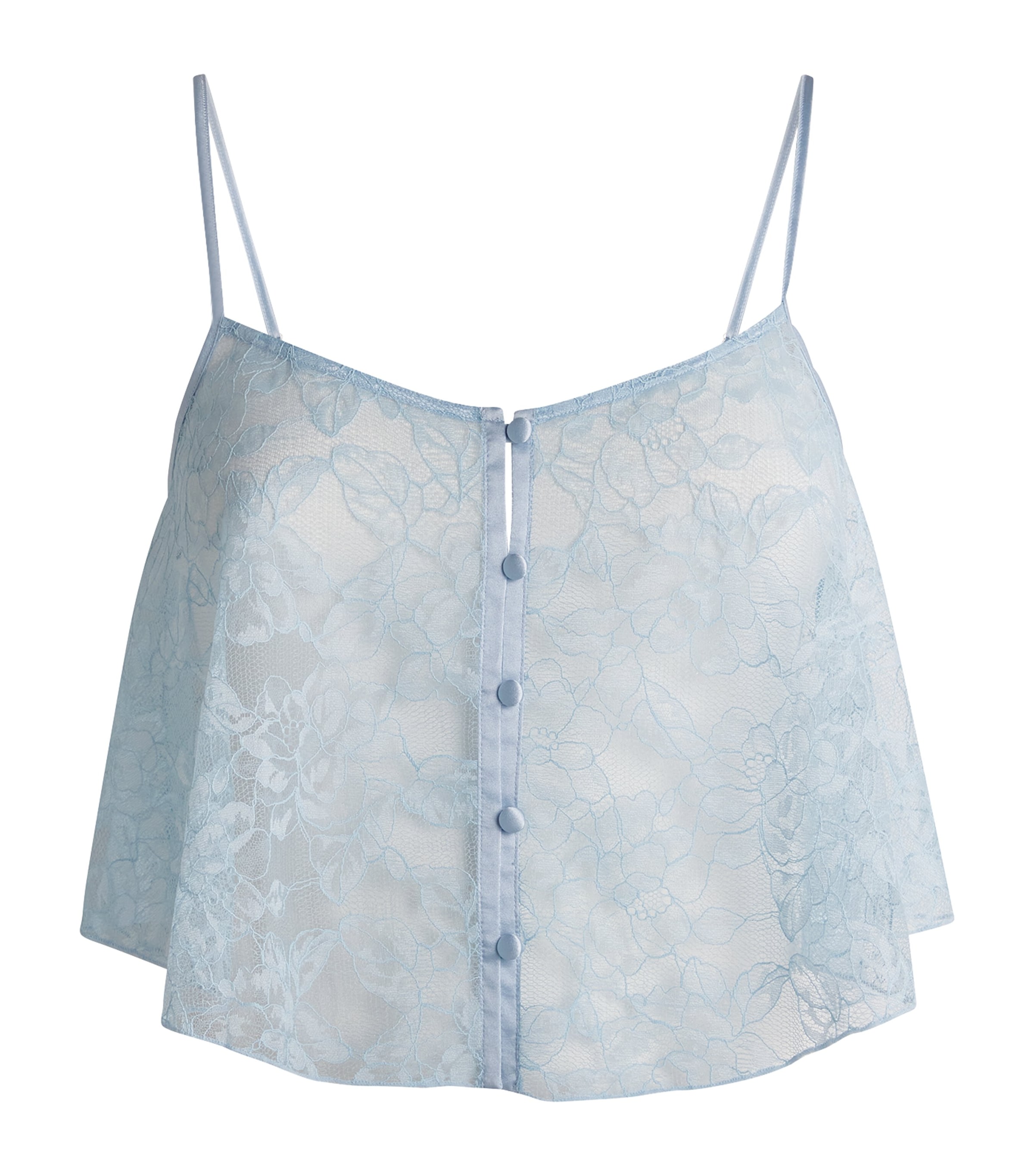 Fleur Du Mal Lace Jasmine Flutter Camisole In Blue