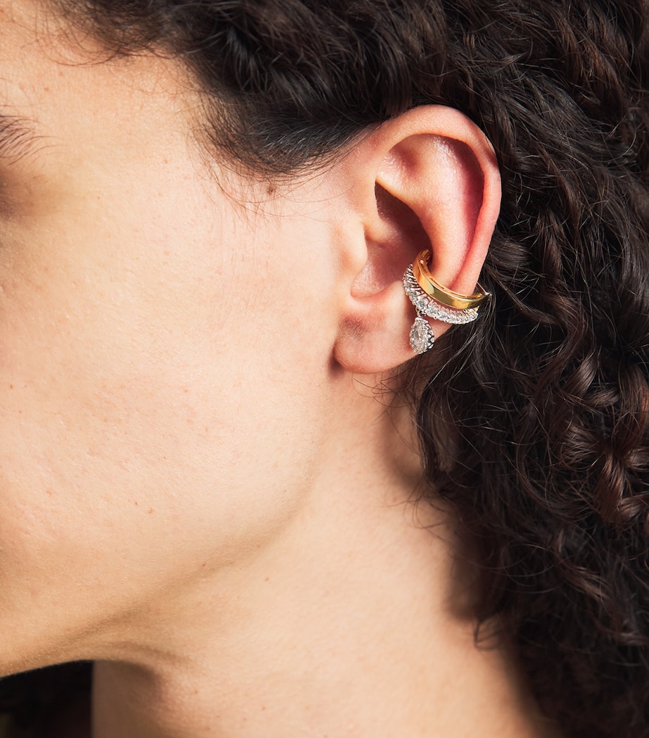 Yeprem Mixed Gold and Diamond Whisper Ear Cuff Image 4