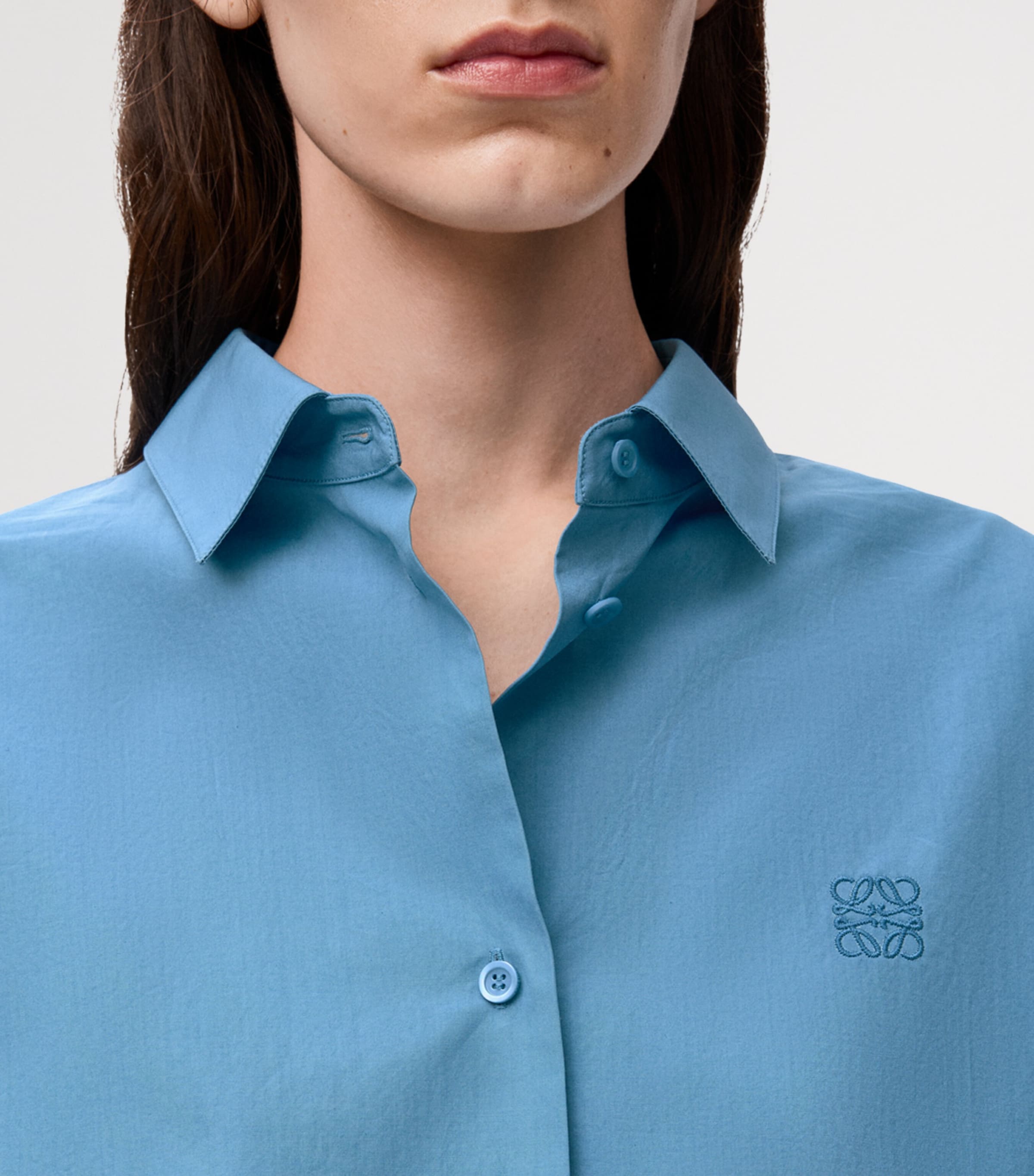 LOEWE Womens Cotton Cropped Shirt Blue Image 6