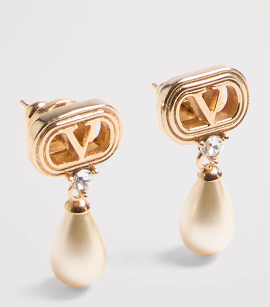 Swarovski Crystal-Embellished Ovalette Logo Earrings BUJ Image 2