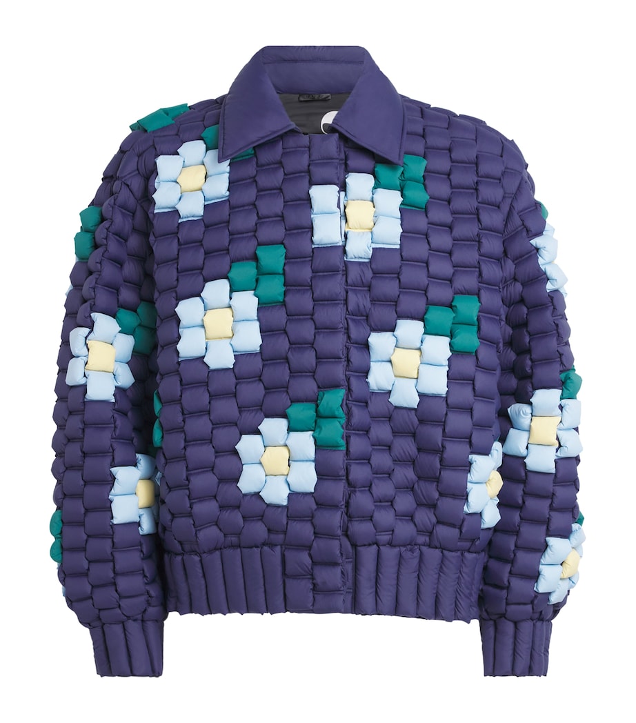 3D Down-Filled Floral Puffer Jacket NAVY BLUE Image 1