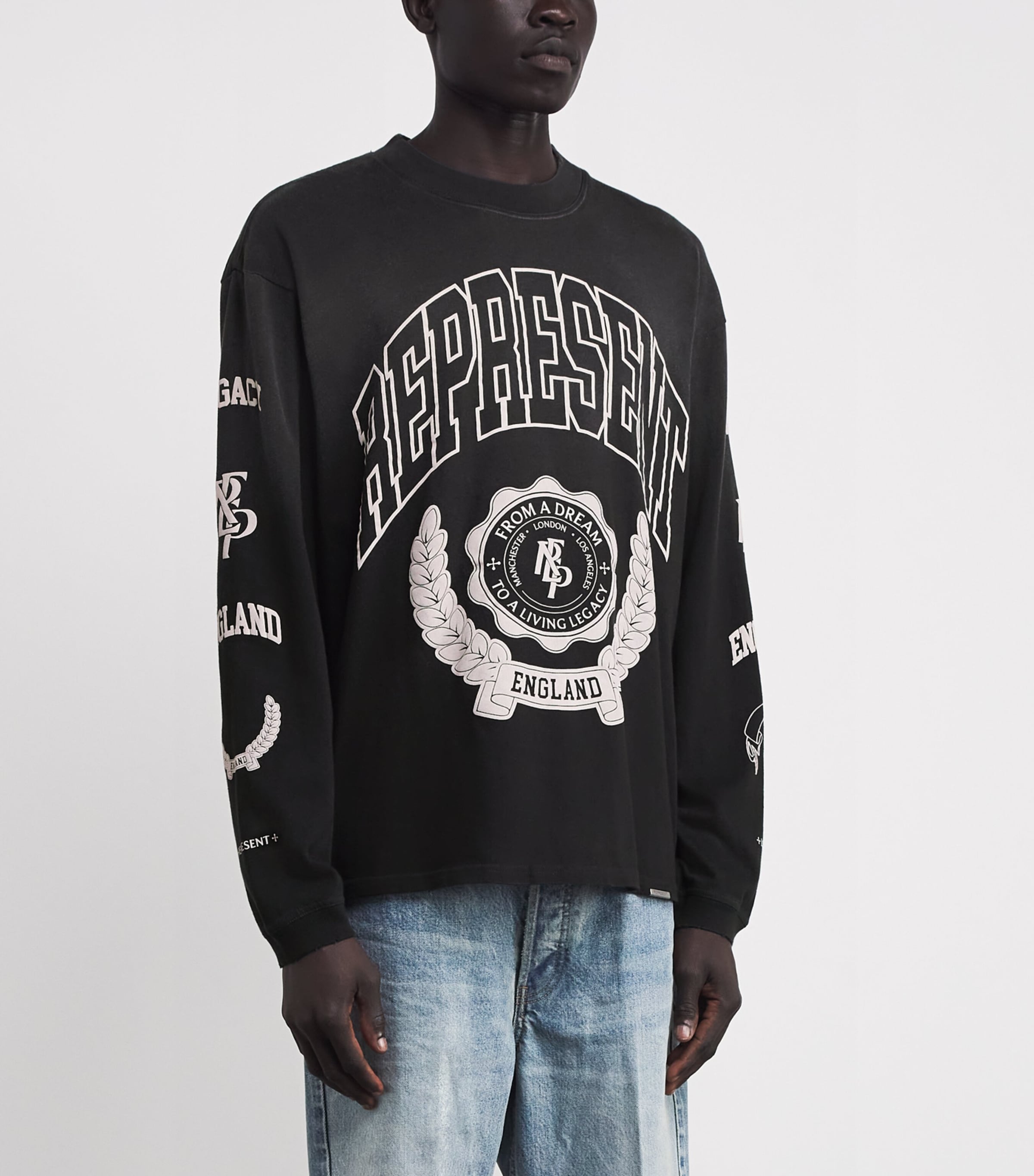 Cotton Legacy Crest T-Shirt STAINED BLACK Image 3