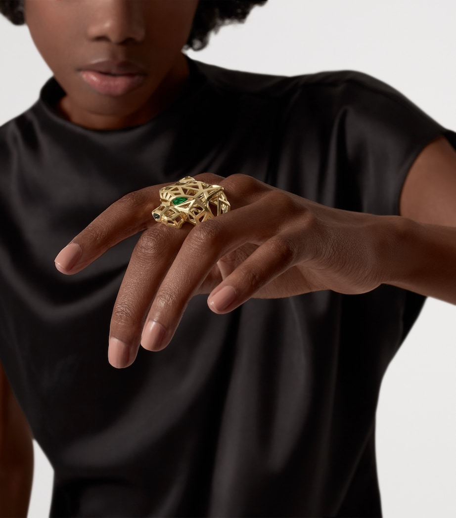 Cartier Yellow Gold, Tsavorite and Onyx Panthère de Cartier Ring Image 2