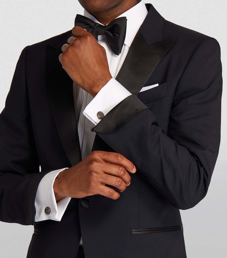 Stainless Steel and Ruby Button Cufflinks SILVER/ RED Image 5