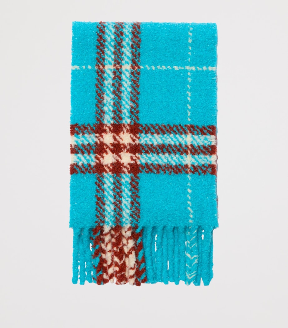 Alpaca-Wool Check Scarf ATOM BLUE Image 3