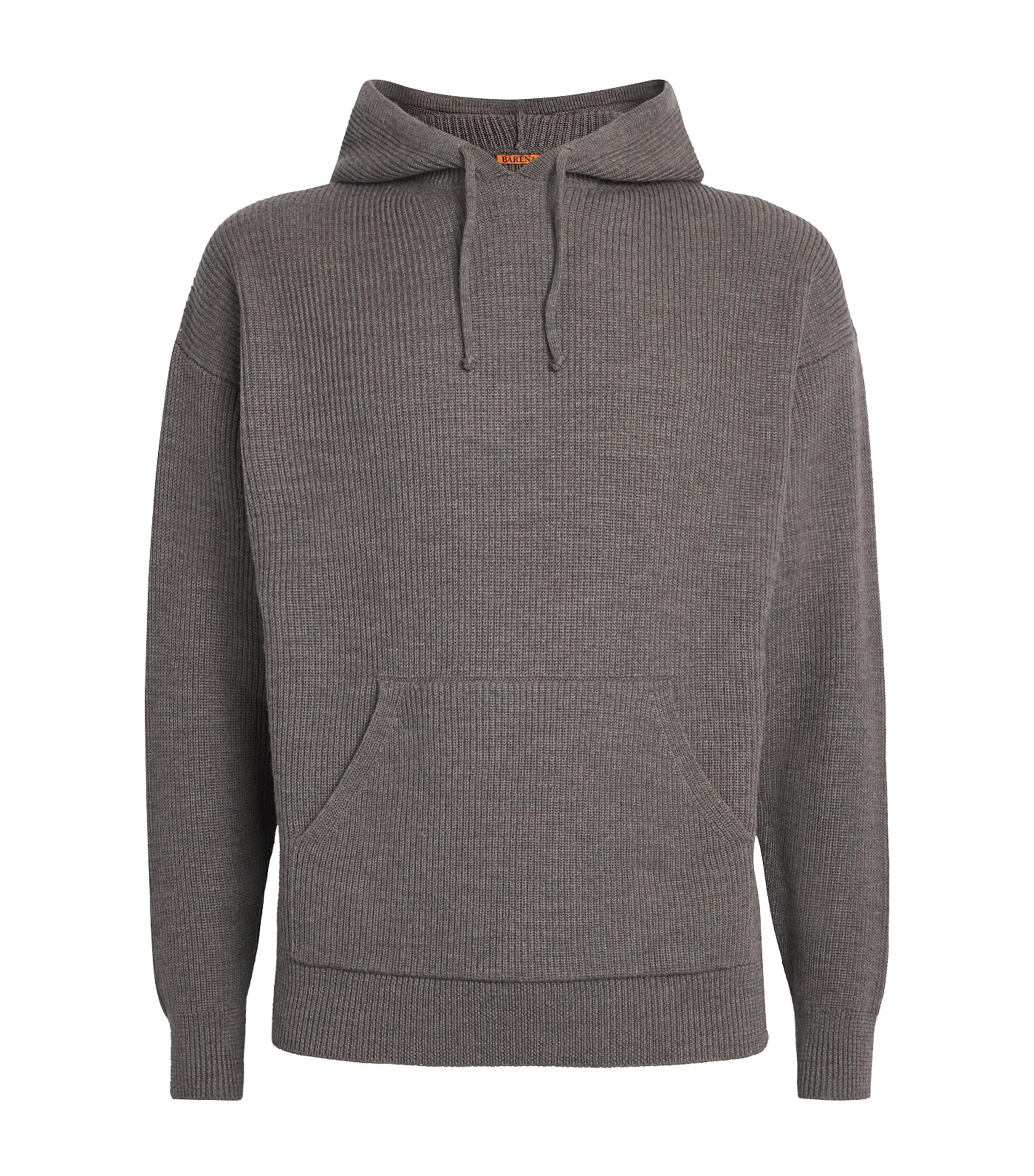 Barena Venezia Virgin Wool Knitted Hoodie In Gray