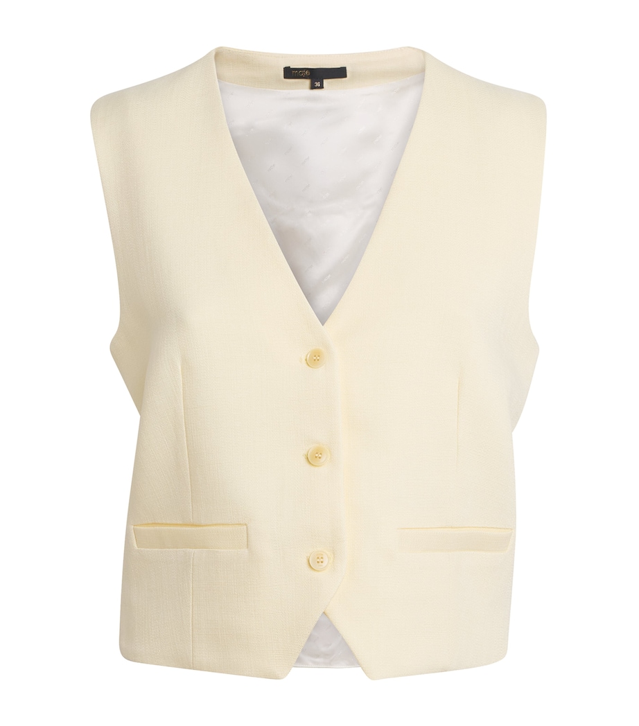Maje Womens Tailored Waistcoat Pale Yellow Image 1