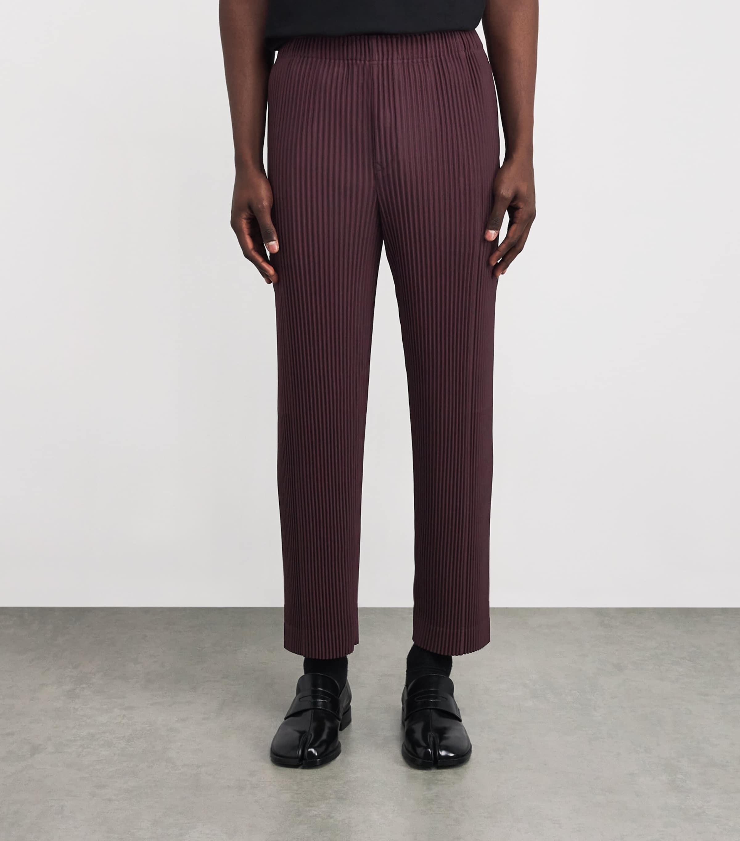 Pleated Quarry Trousers 86-WINE PURPLE Image 3