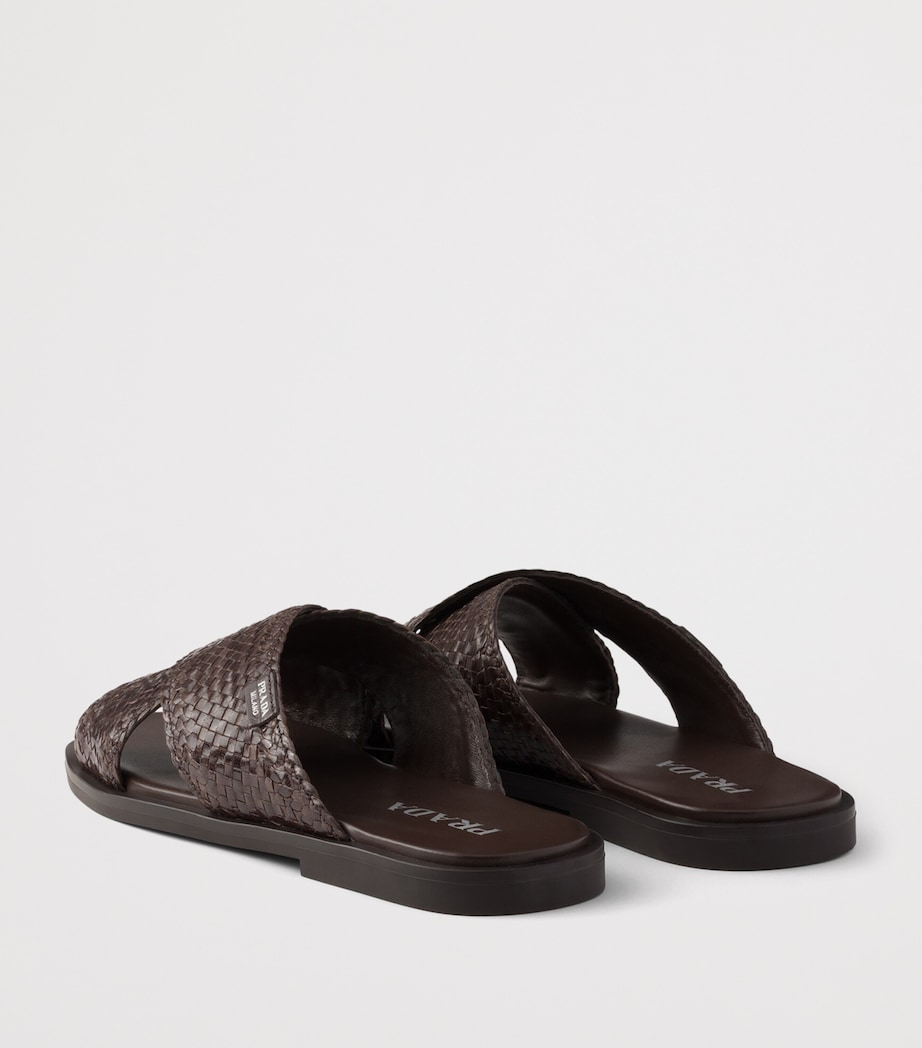 Prada Leather Woven Crisscross Sandals Image 3