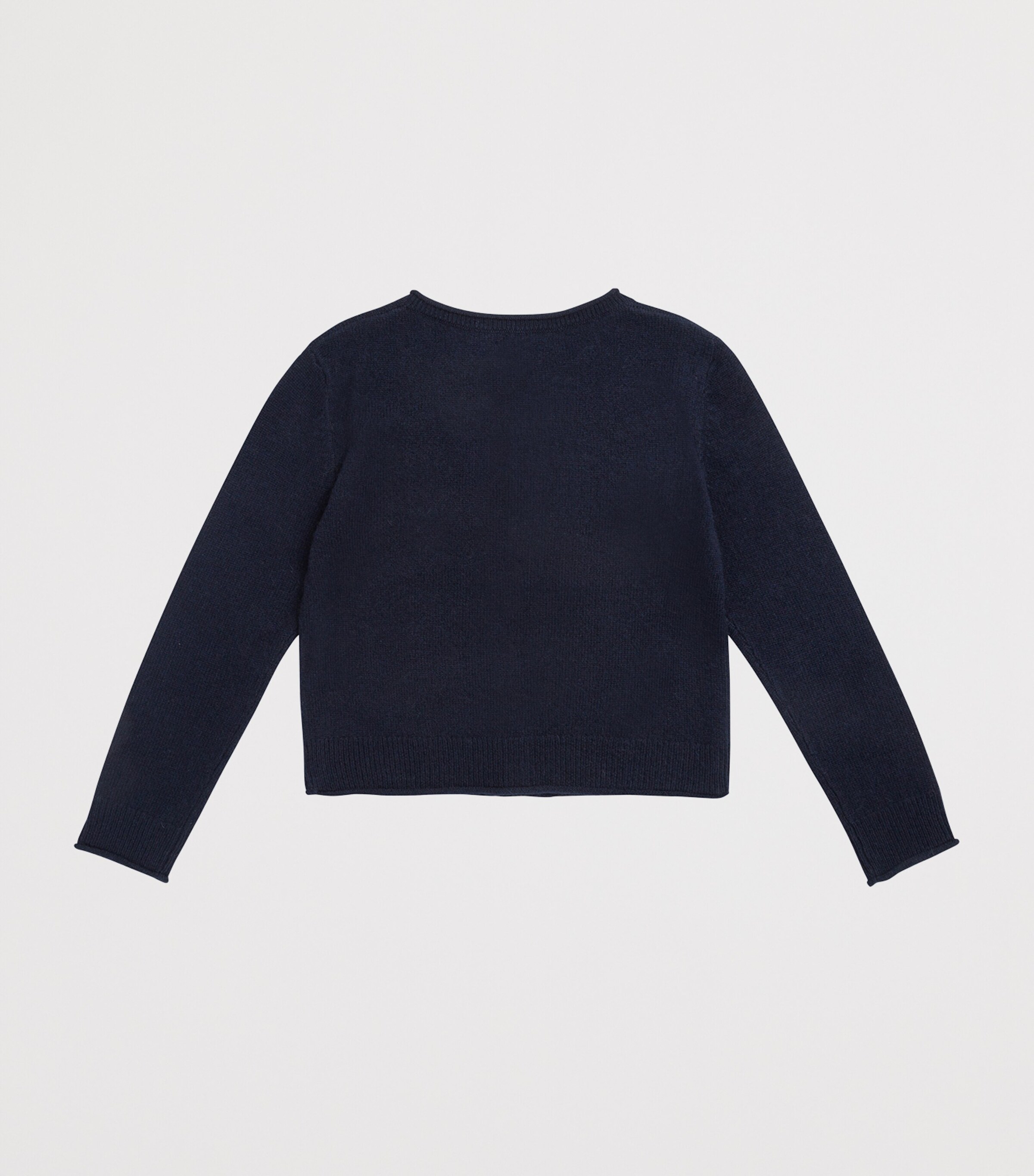 Bonpoint Wool Rolled-Hem Cardigan (14 Years) Upb Marine Image 2