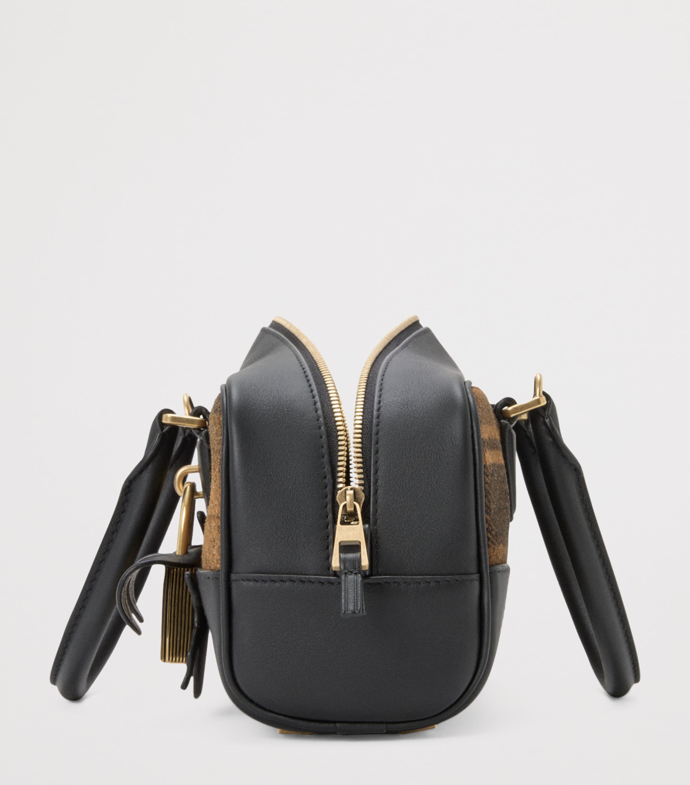 Leather Amazona 23 Top-Handle Bag TAN BLACK Image 3