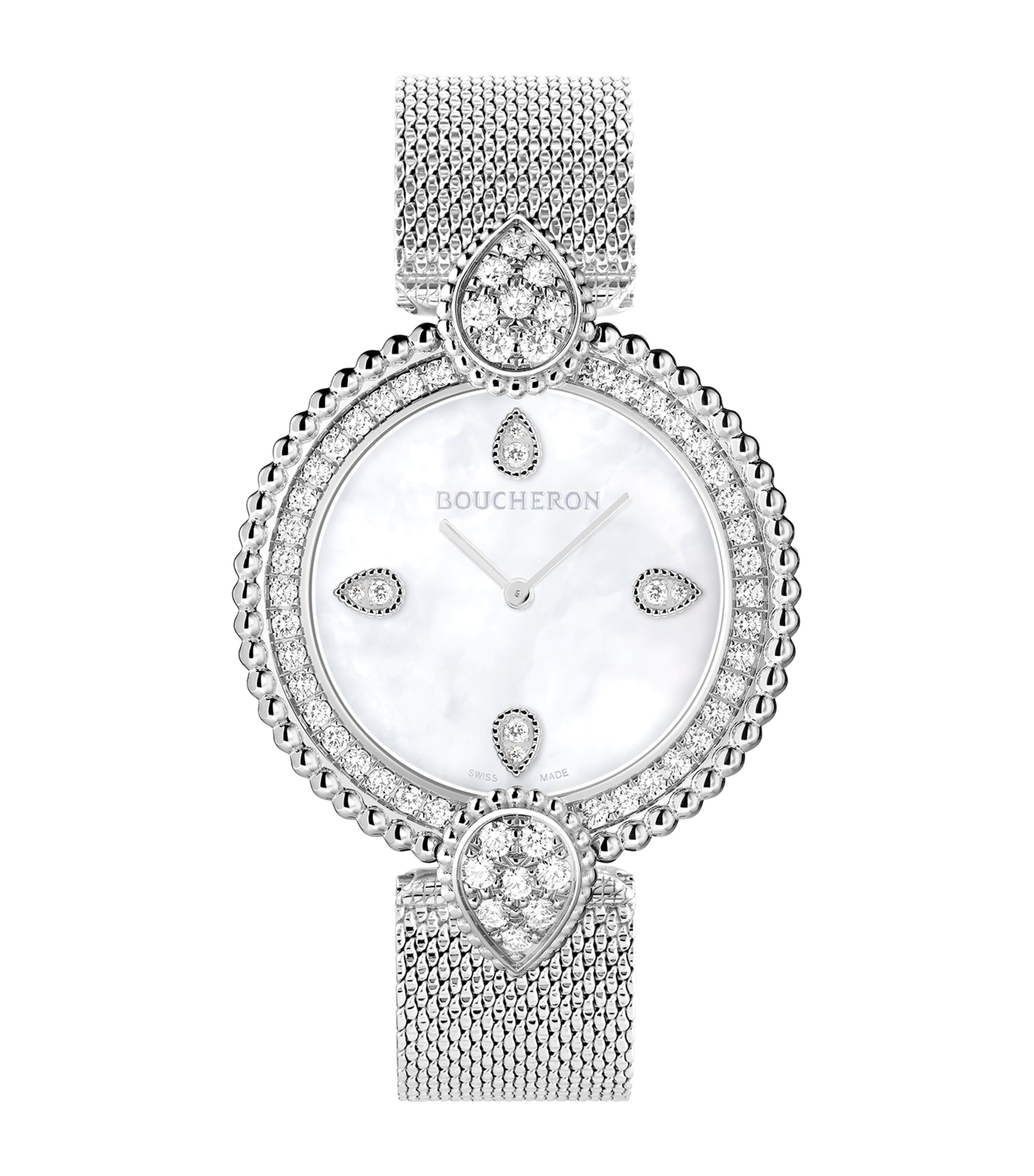 Boucheron White Gold Serpent Bohème Stainless Steel And 1.21ct Diamond Quartz Watch In Gold