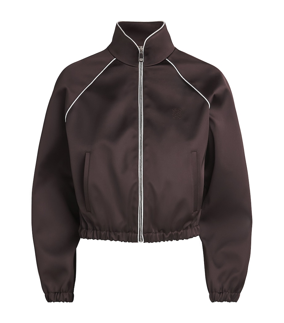 Sandro Paris Womens Satin Cropped Bomber Jacket Brown Image 1