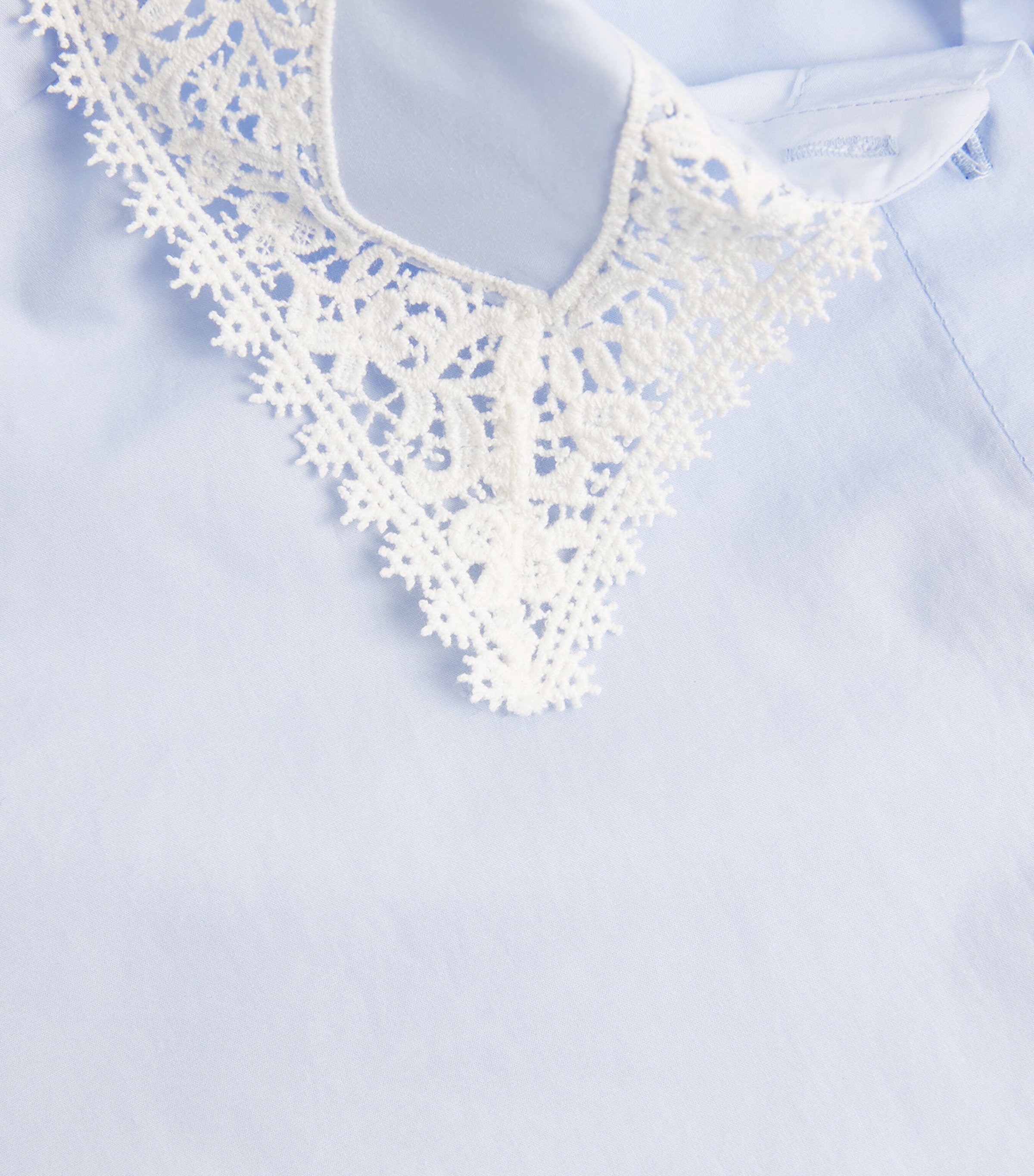 Sandro Paris Womens Cotton Lace-Trim Shirt Sky Blue Image 6