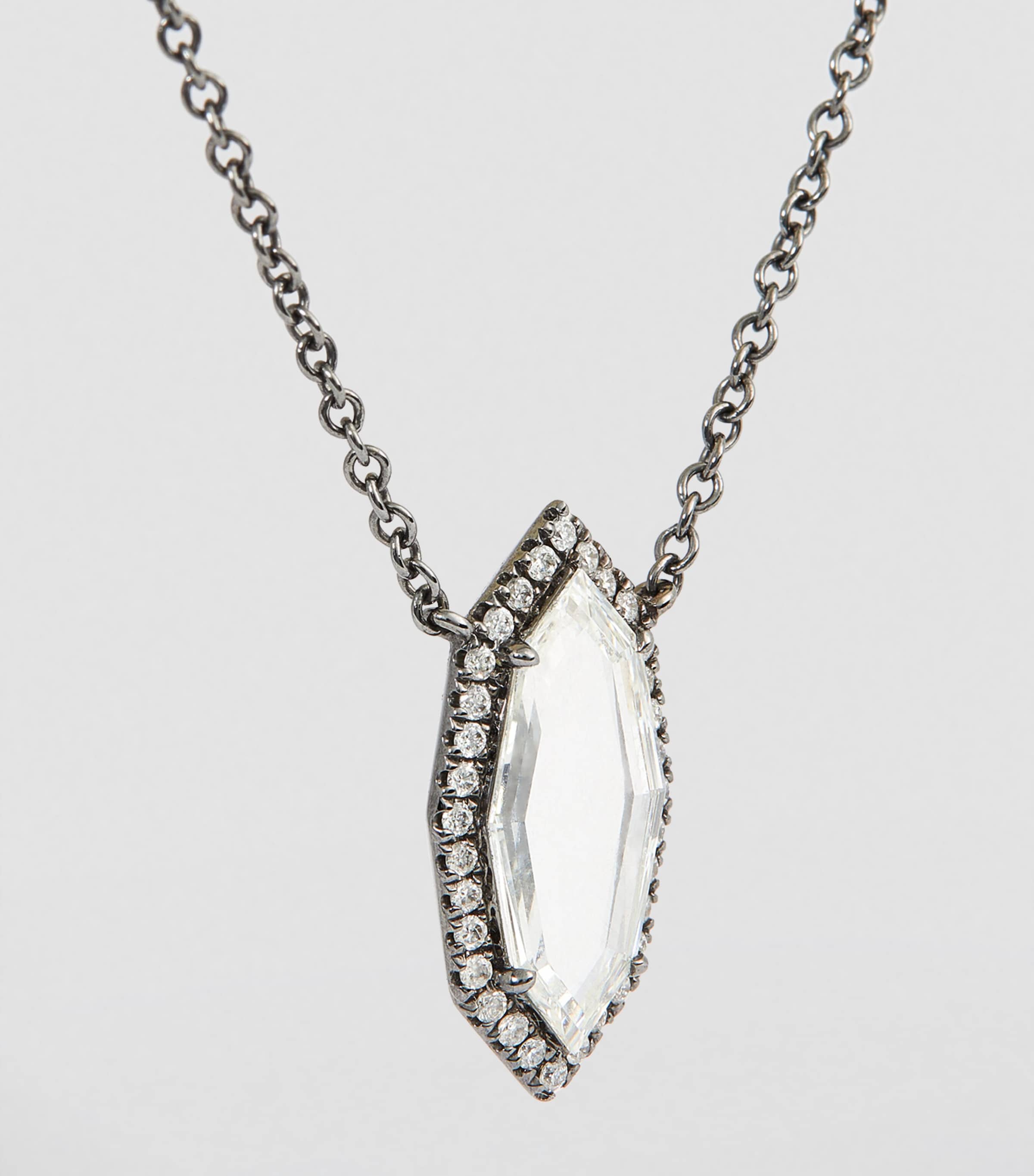 Black Gold and Diamond Prism Necklace WHITE GOLD Image 5