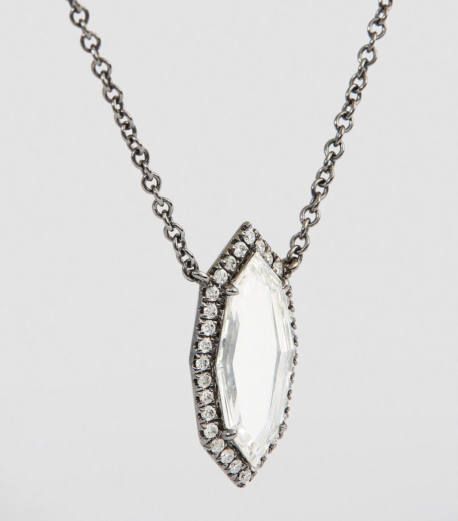 Black Gold and Diamond Prism Necklace WHITE GOLD Image 5