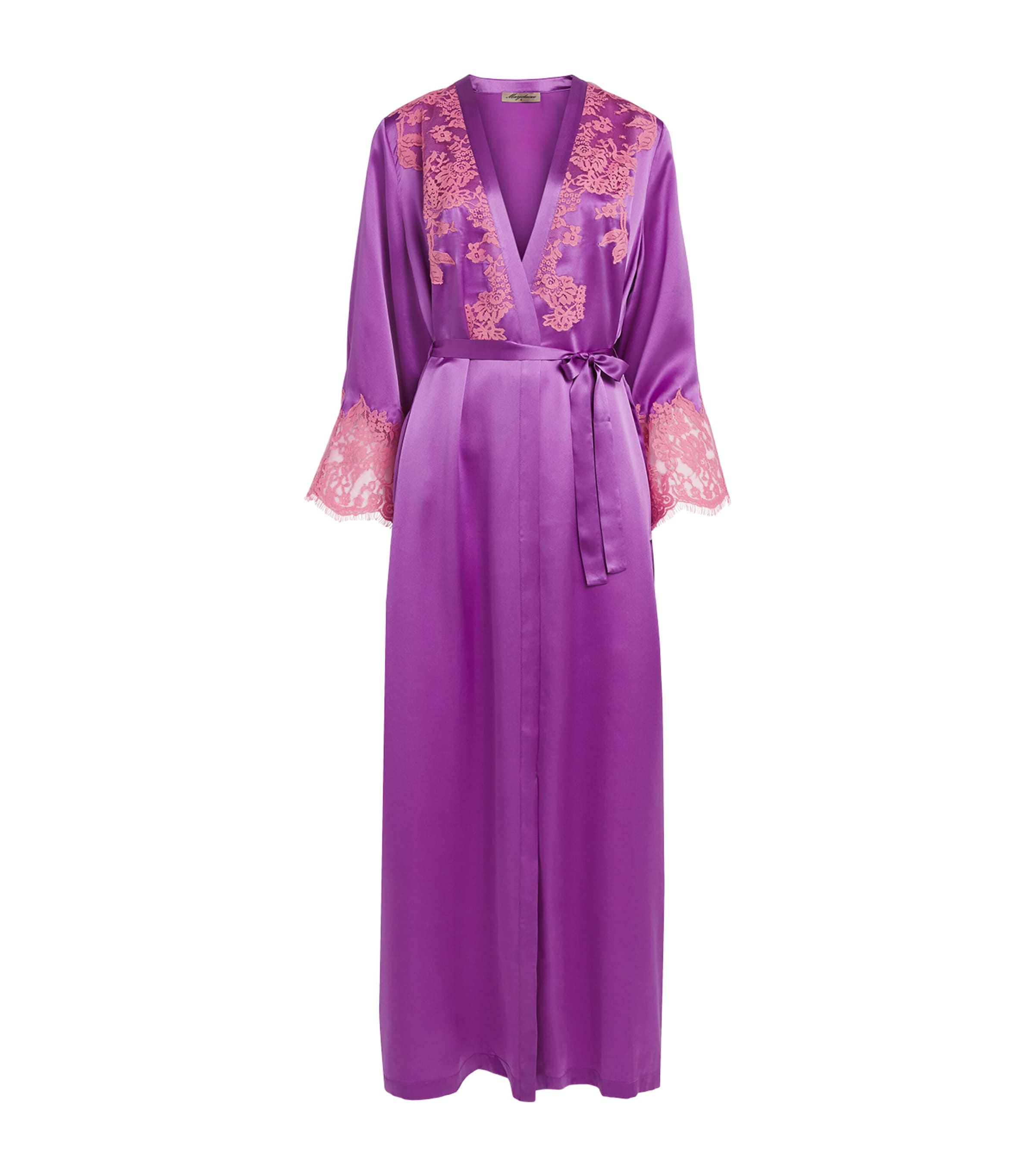 Marjolaine Womens Silk Tess Robe Grape W Blush Image 1
